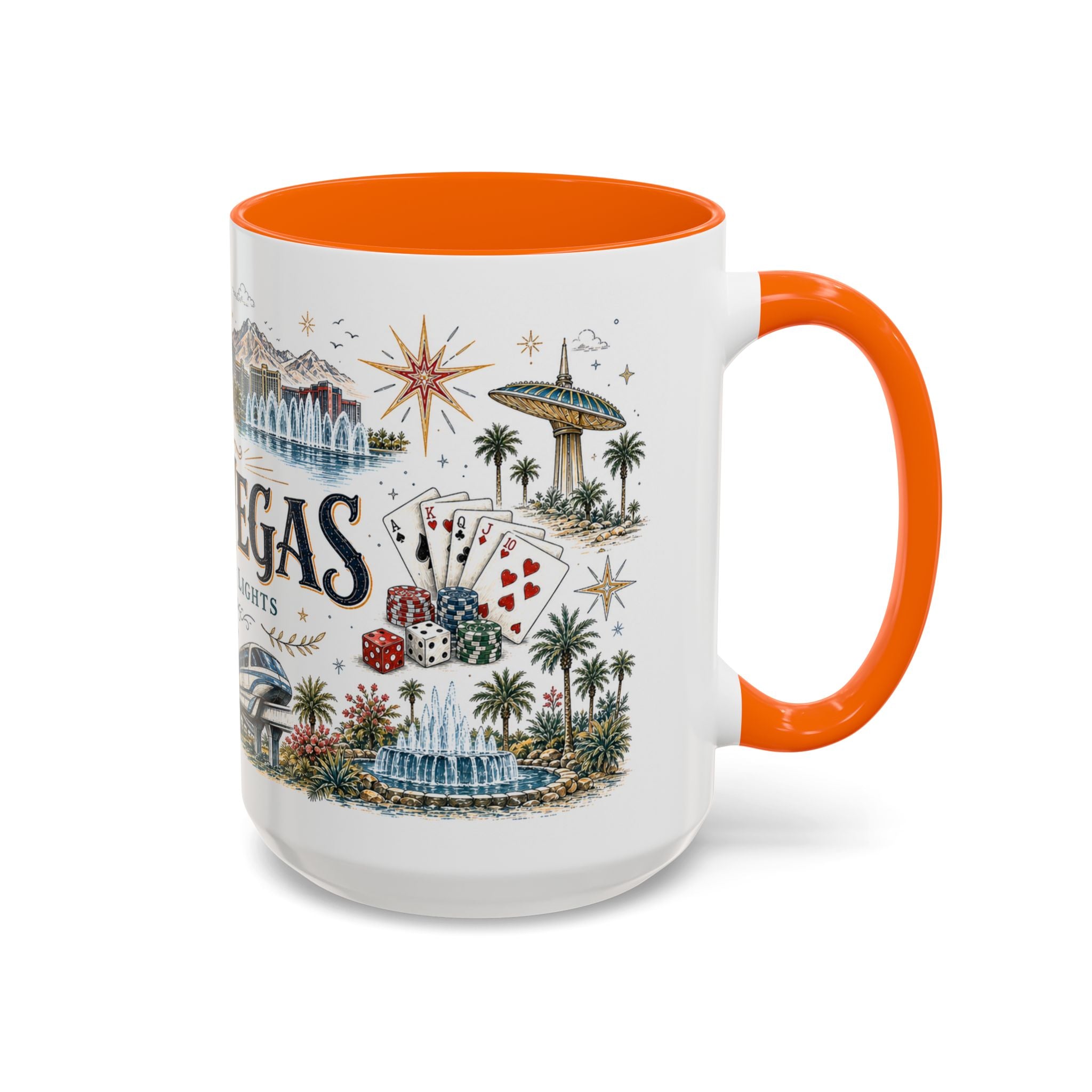 Las Vegas Coffee Mug | United States Travel Souvenir | Vintage Illustrated City Gift | 11 oz 15 oz Accent Mug