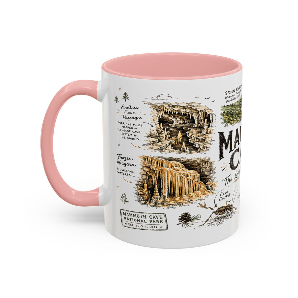 Mammoth Cave National Park Coffee Mug | Kentucky Cave Exploration Hiking Gift | Accent Color Ceramic 11oz 15oz