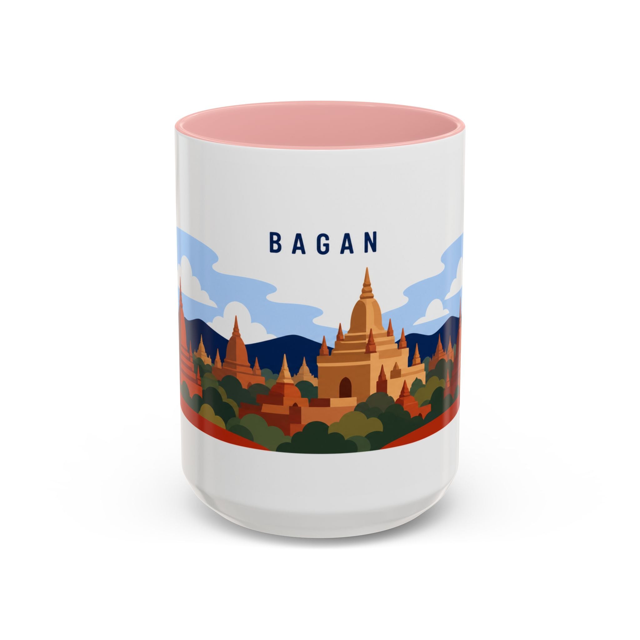 Bagan Coffee Mug | Travel Destination Souvenir Gift | Accent Color Ceramic 11oz 15oz