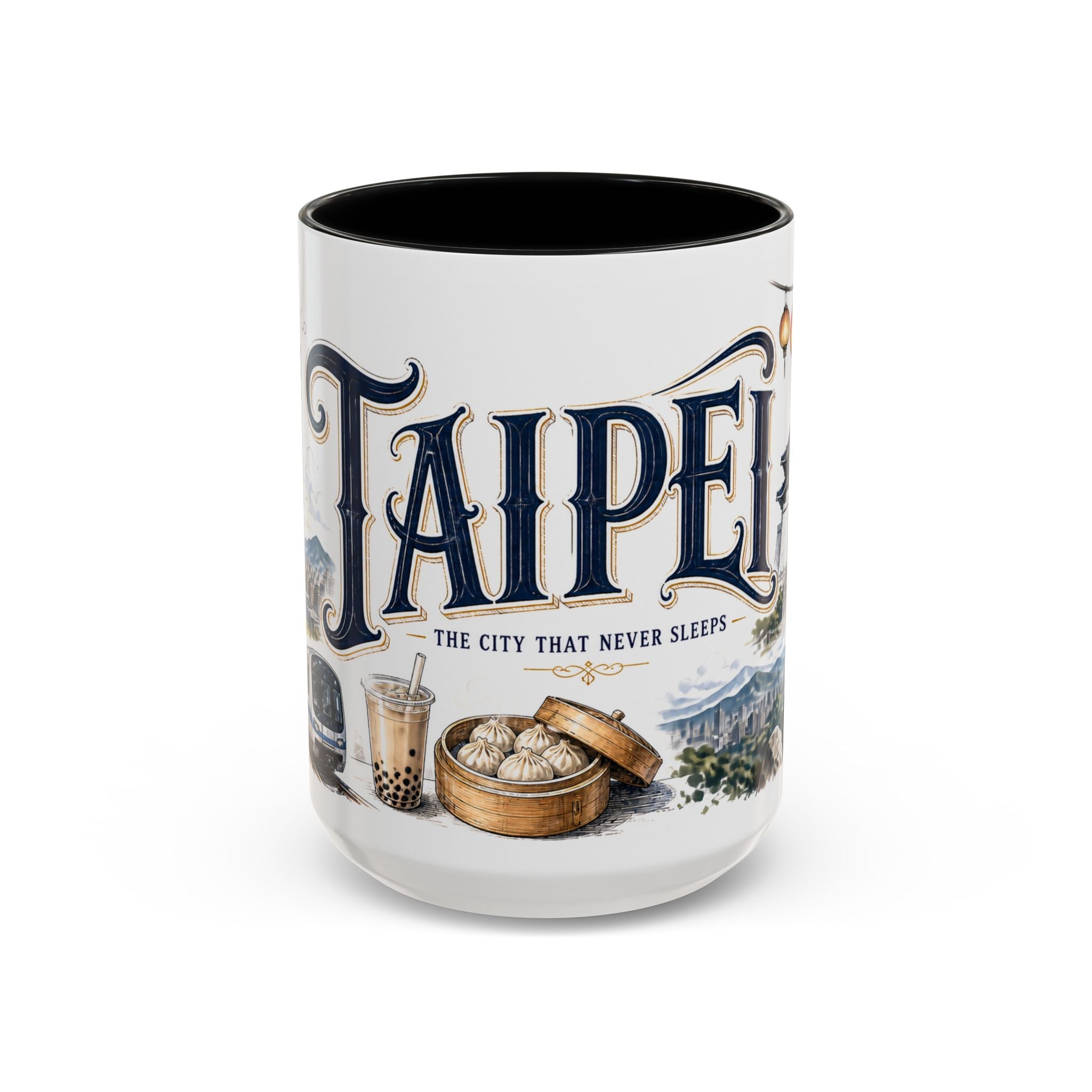 Taipei Coffee Mug | Taiwan Travel Souvenir | Vintage Illustrated City Gift | 11 oz 15 oz Accent Mug