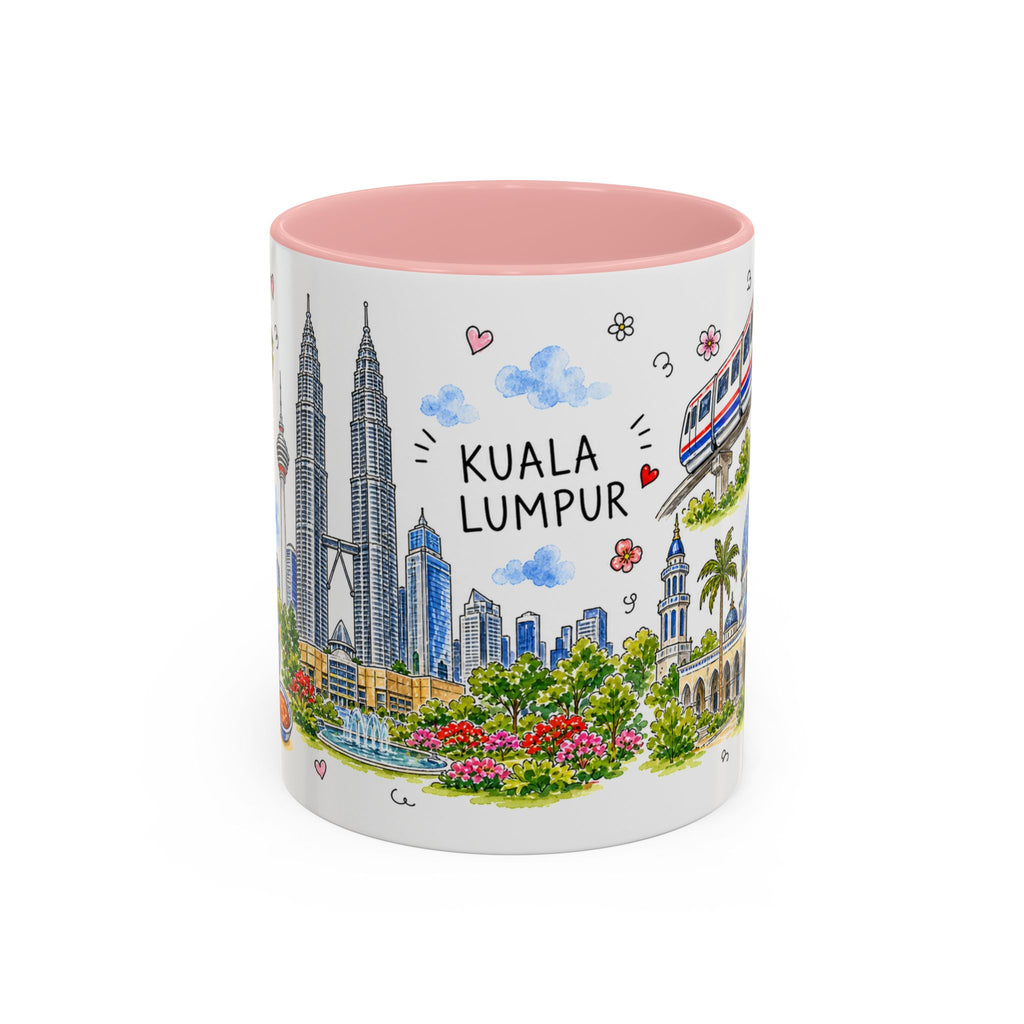 Kuala Lumpur Illustrated Travel Mug | City Souvenir Accent Coffee Mug | 11oz 15oz Ceramic Cup