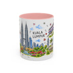 Kuala Lumpur Illustrated Travel Mug | City Souvenir Accent Coffee Mug | 11oz 15oz Ceramic Cup
