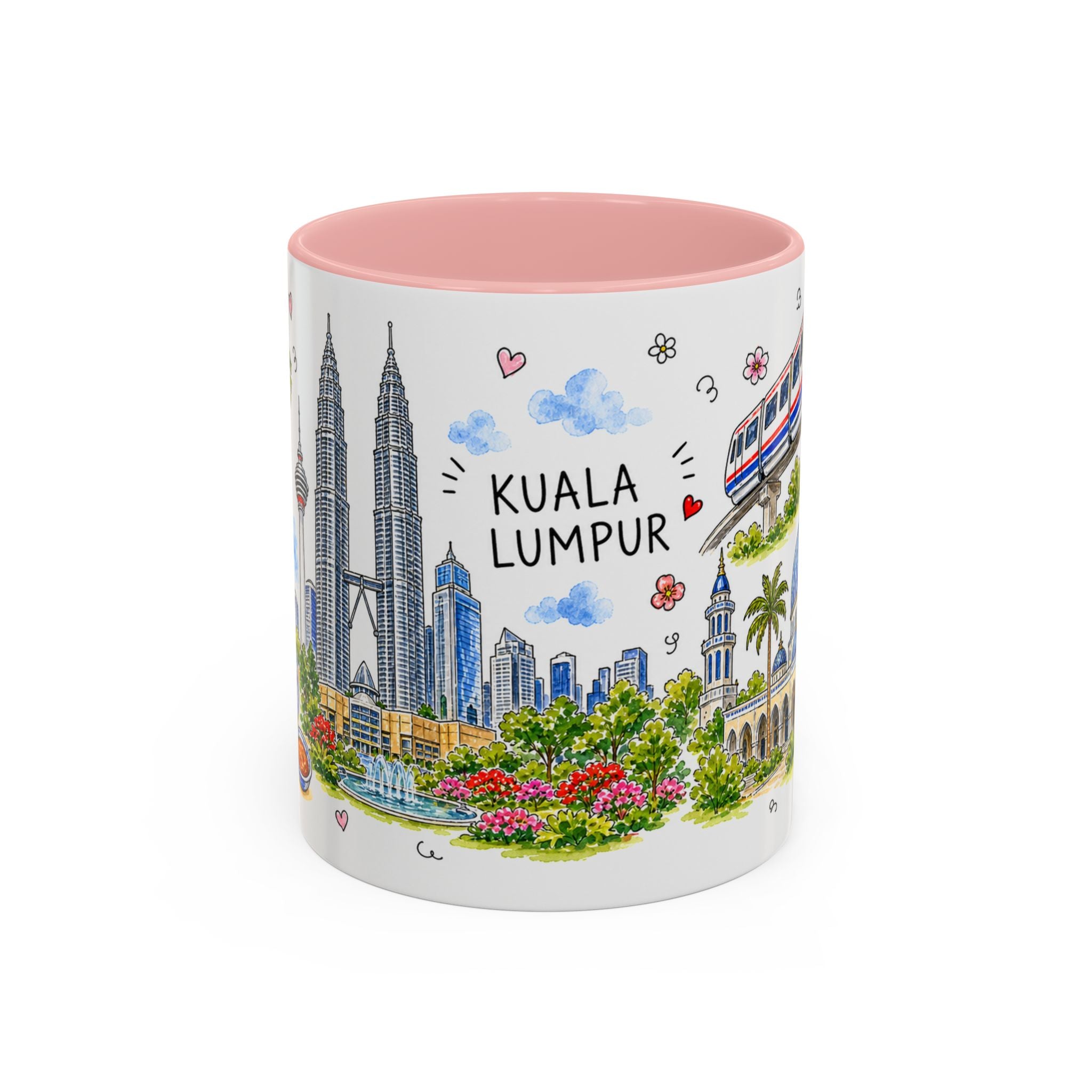 Kuala Lumpur Illustrated Travel Mug | City Souvenir Accent Coffee Mug | 11oz 15oz Ceramic Cup