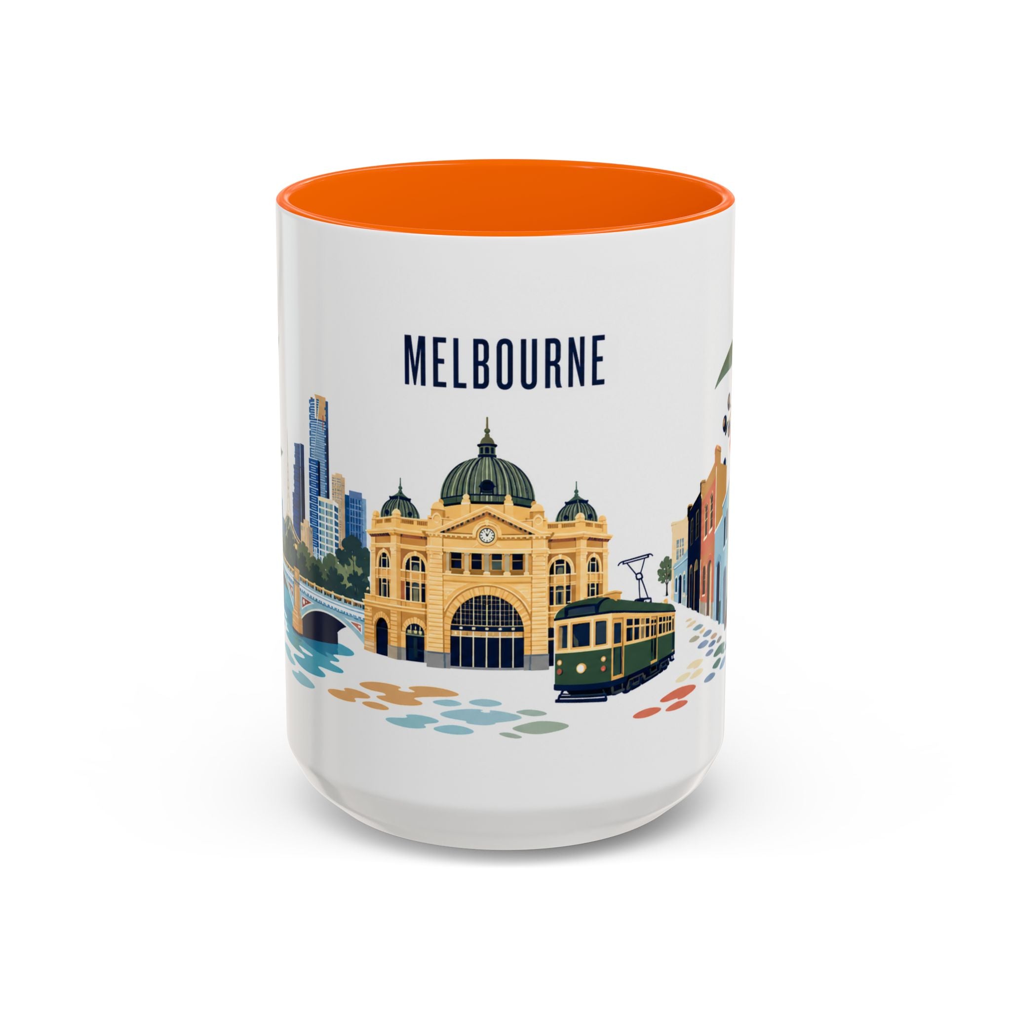 Melbourne Coffee Mug | Australia Travel Souvenir | Porcelain Decal City Gift | 11oz 15oz Accent Mug