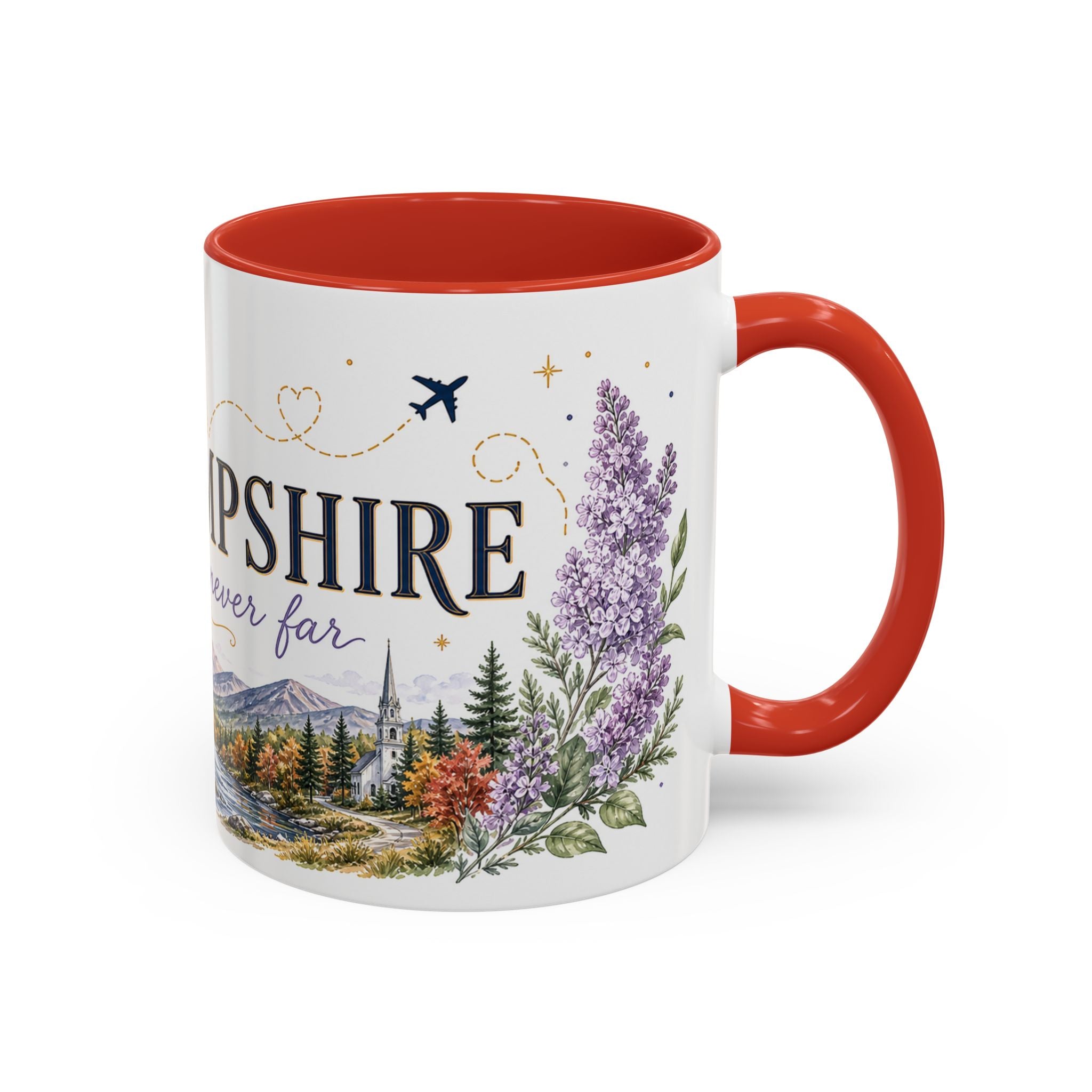 New Hampshire State Map Mug | Botanical Accents, Mountain Landscape Coffee Cup