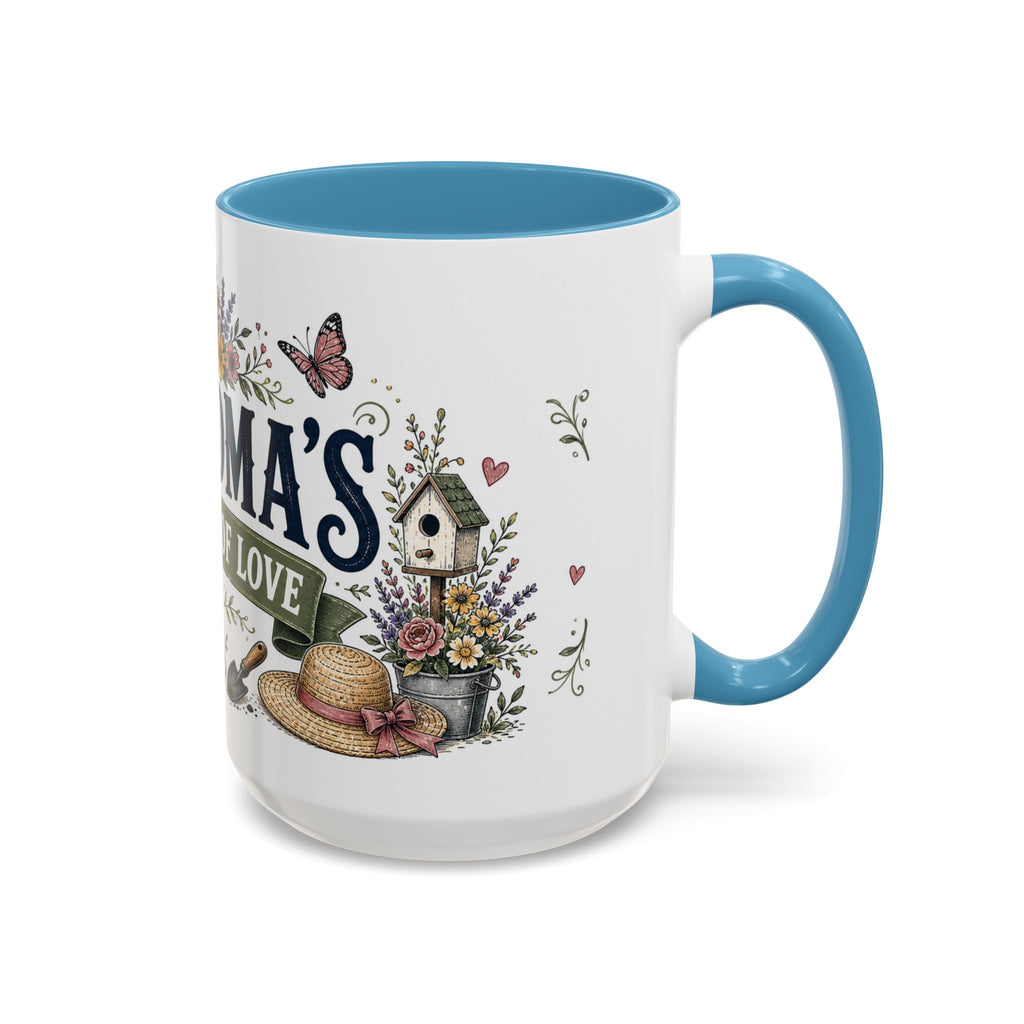 Grandma's Garden Of Love Coffee Mug | Gift From Grandkids | Accent Color Ceramic 11oz 15oz