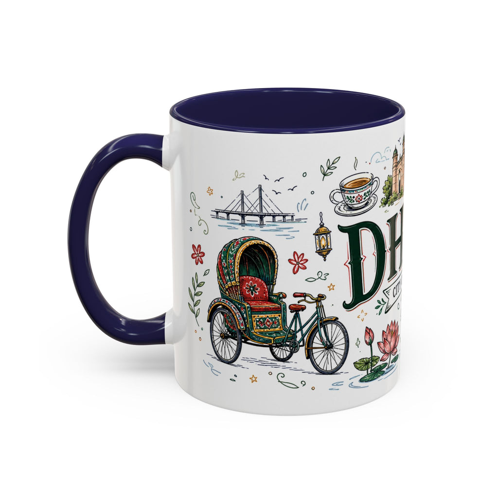 Dhaka Coffee Mug | Bangladesh Souvenir Travel Gift | Accent Color Ceramic 11oz 15oz