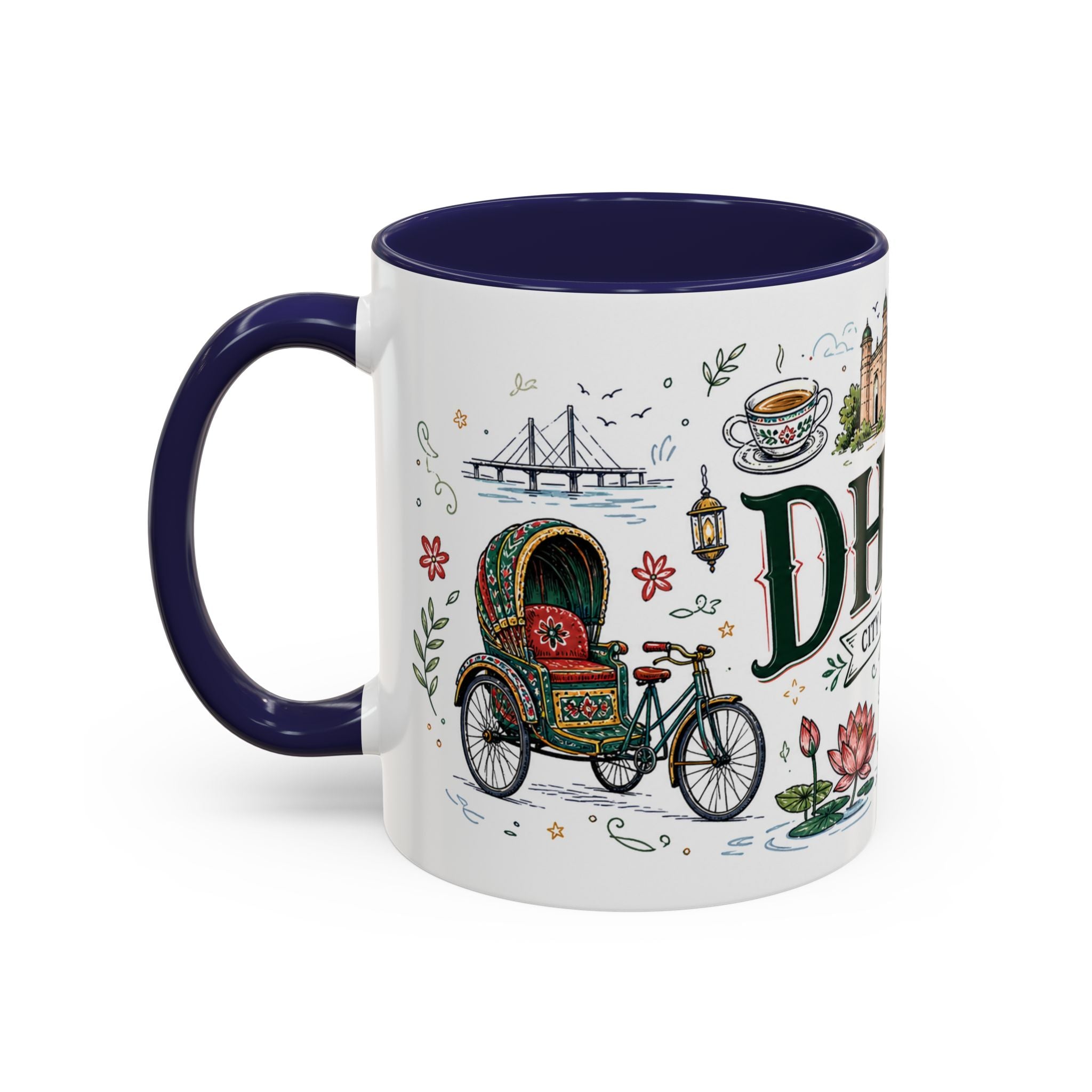 Dhaka Coffee Mug | Bangladesh Souvenir Travel Gift | Accent Color Ceramic 11oz 15oz