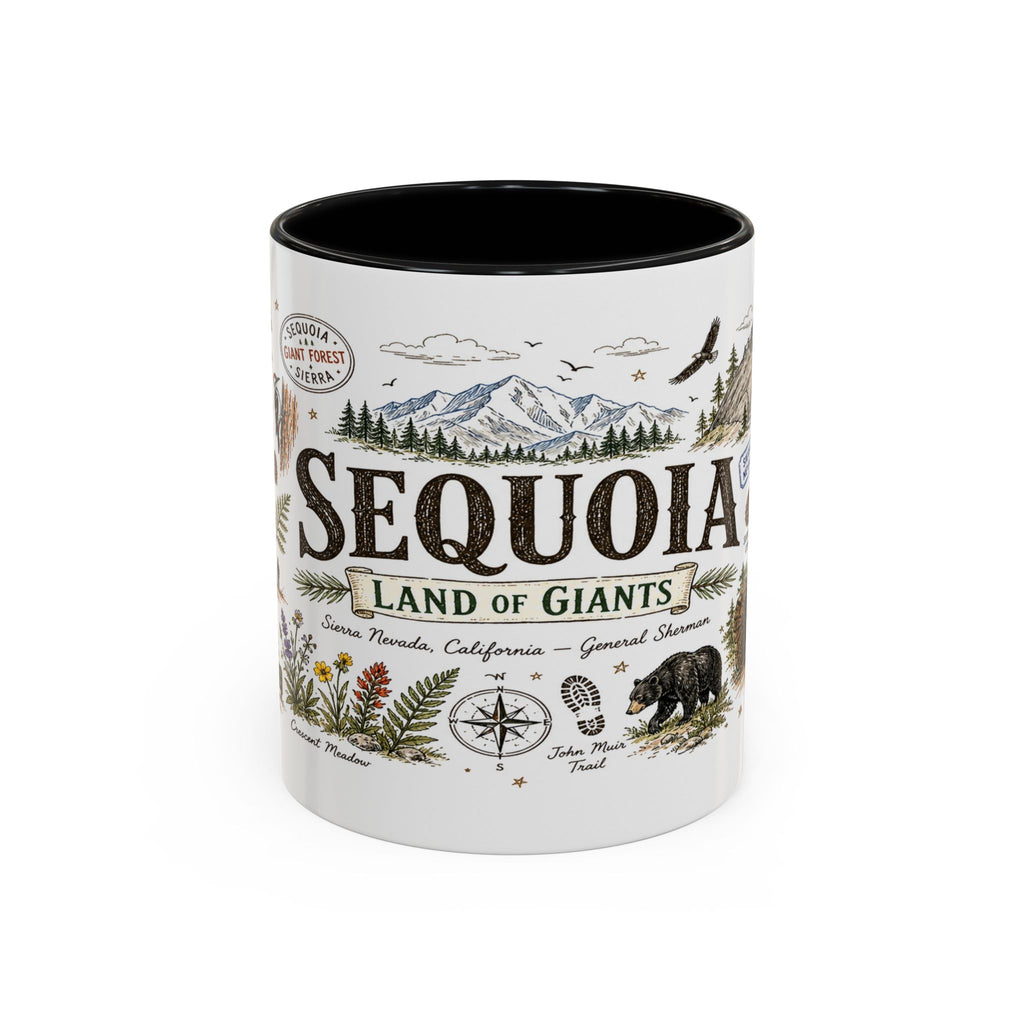 Sequoia Coffee Mug | National Park Hiking California Gift | Accent Color Ceramic 11oz 15oz