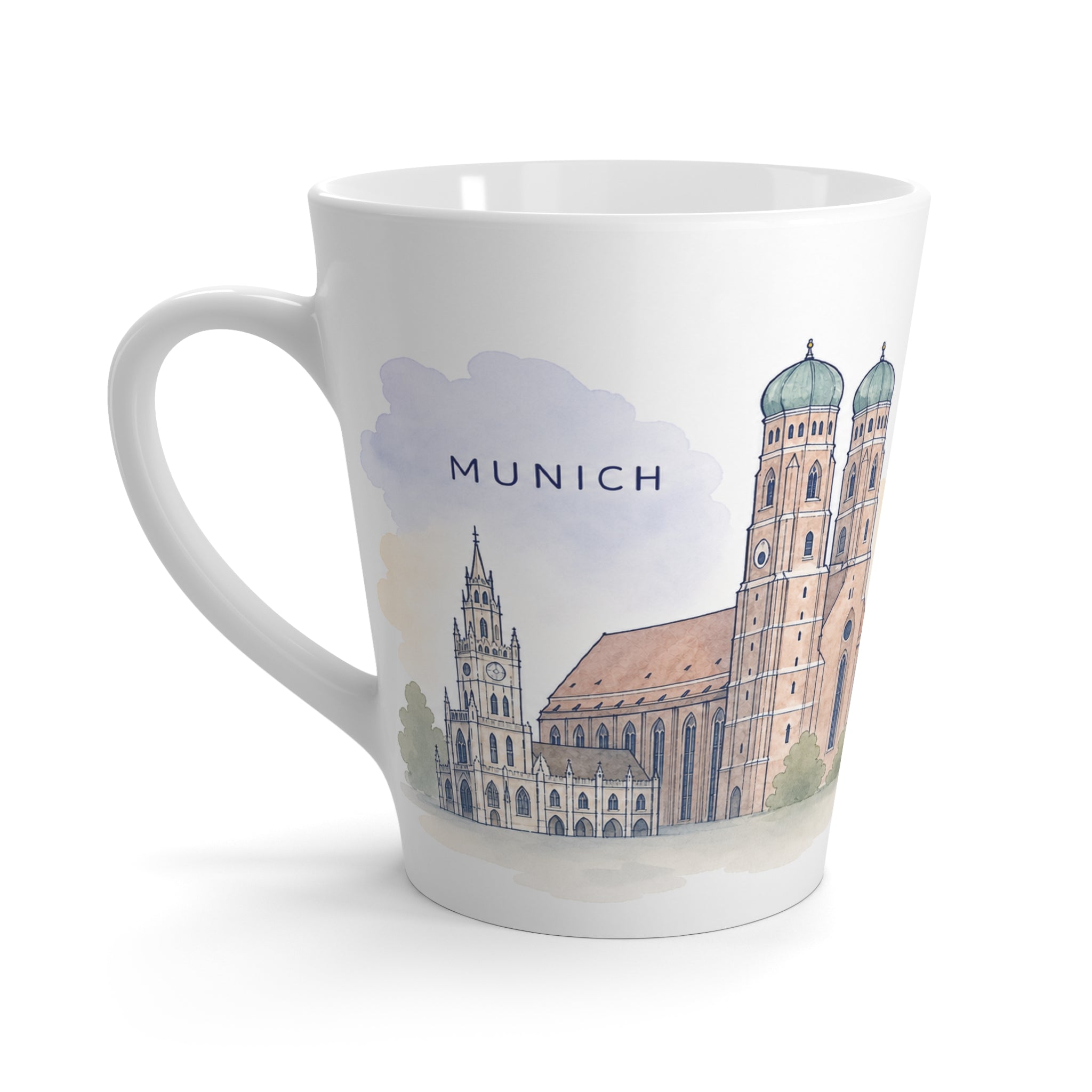 Munich Latte Mug | Watercolor City Travel Mug | 12 oz Ceramic Souvenir Gift