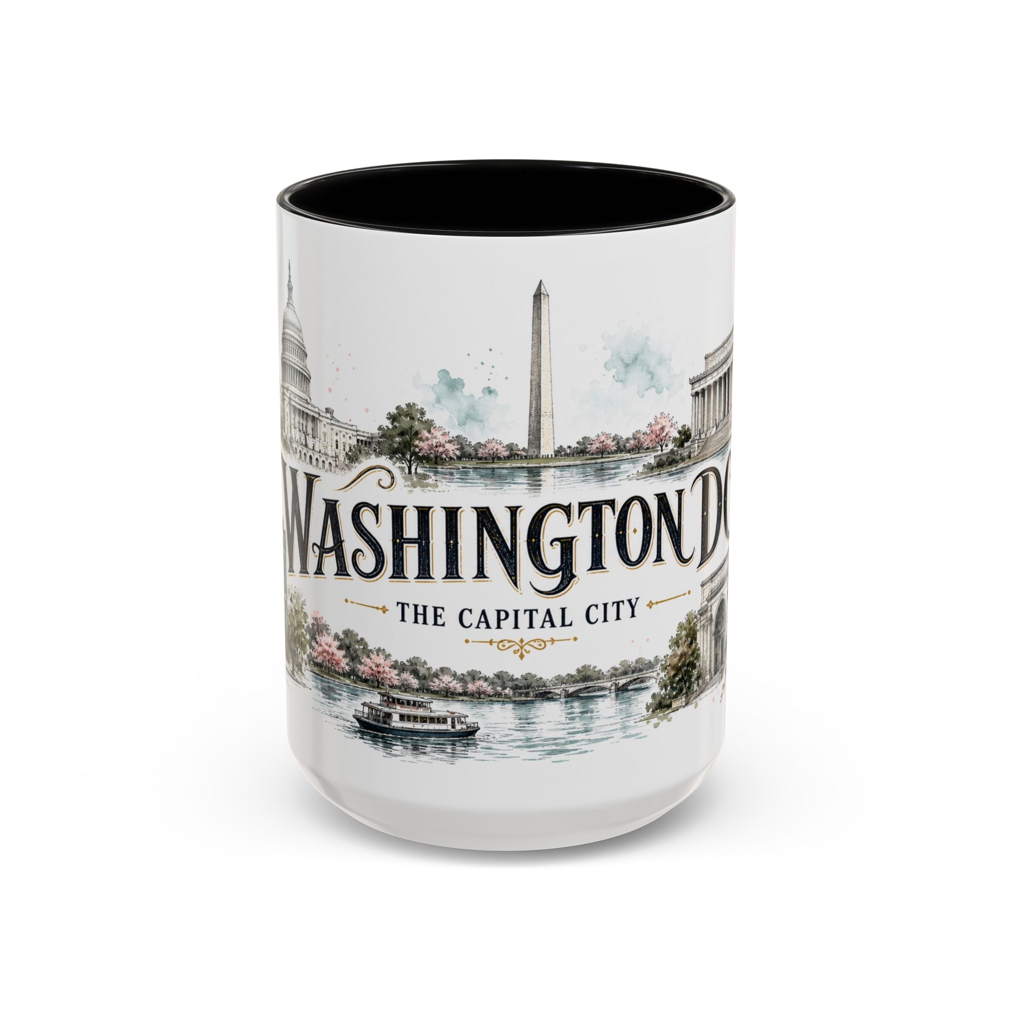 Washington DC Coffee Mug | United States Travel Souvenir | Vintage Illustrated City Gift | 11 oz 15 oz Accent Mug