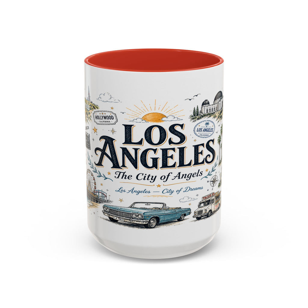 Los Angeles Coffee Mug | California Souvenir City Gift | Accent Color Ceramic 11oz 15oz