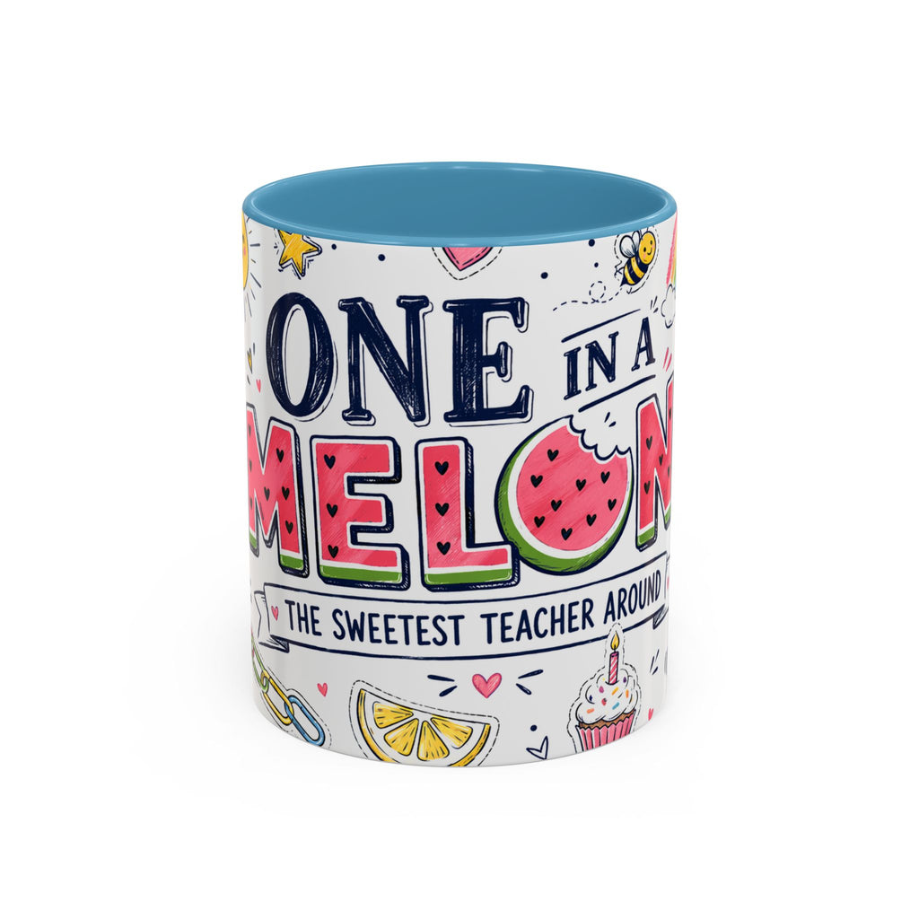 One in a Melon Coffee Mug | Sweetest Teacher Appreciation Gift | Accent Color Ceramic 11oz 15oz