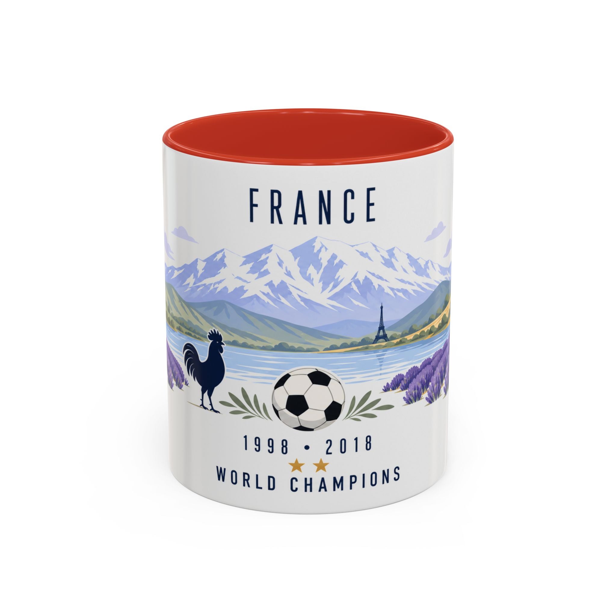 France World Champions Mug | Two Time Soccer Champion Gift | French Football Fan Cup | 1998 2018 | 11oz 15oz Accent Mug