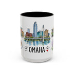 Omaha Illustrated Travel Mug | City Souvenir Accent Coffee Mug | 11oz 15oz Ceramic Cup