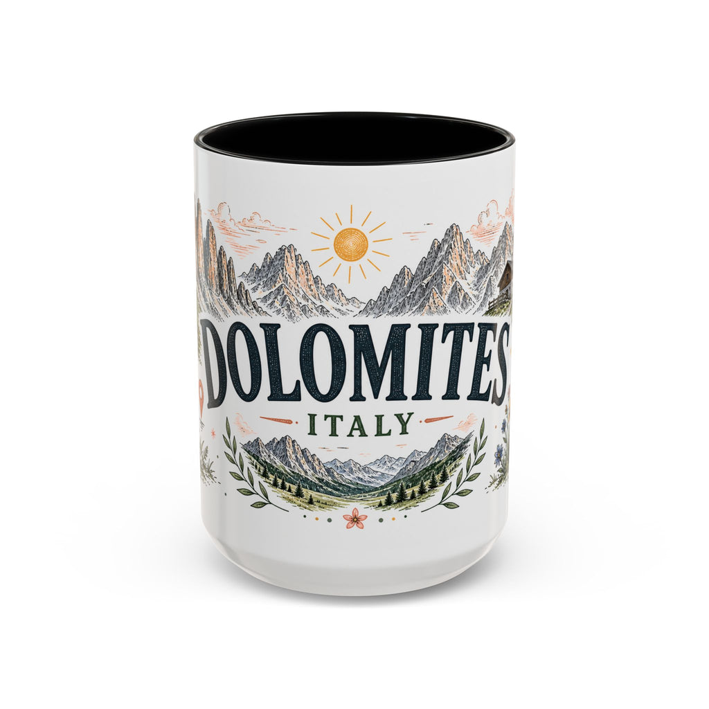 Dolomites Coffee Mug | Travel Destination Souvenir Gift | Accent Color Ceramic 11oz 15oz