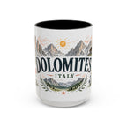 Dolomites Coffee Mug | Travel Destination Souvenir Gift | Accent Color Ceramic 11oz 15oz