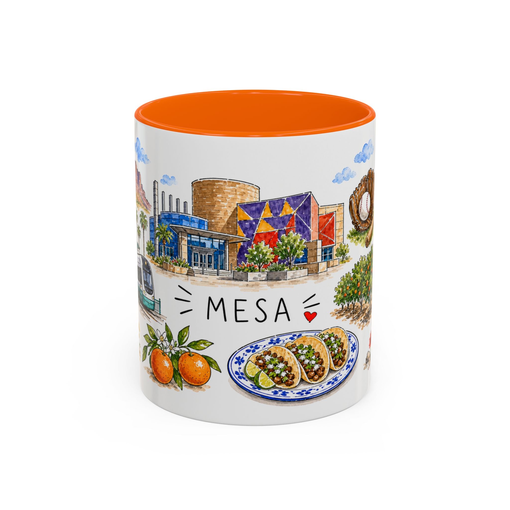 Mesa Illustrated Travel Mug | City Souvenir Accent Coffee Mug | 11oz 15oz Ceramic Cup