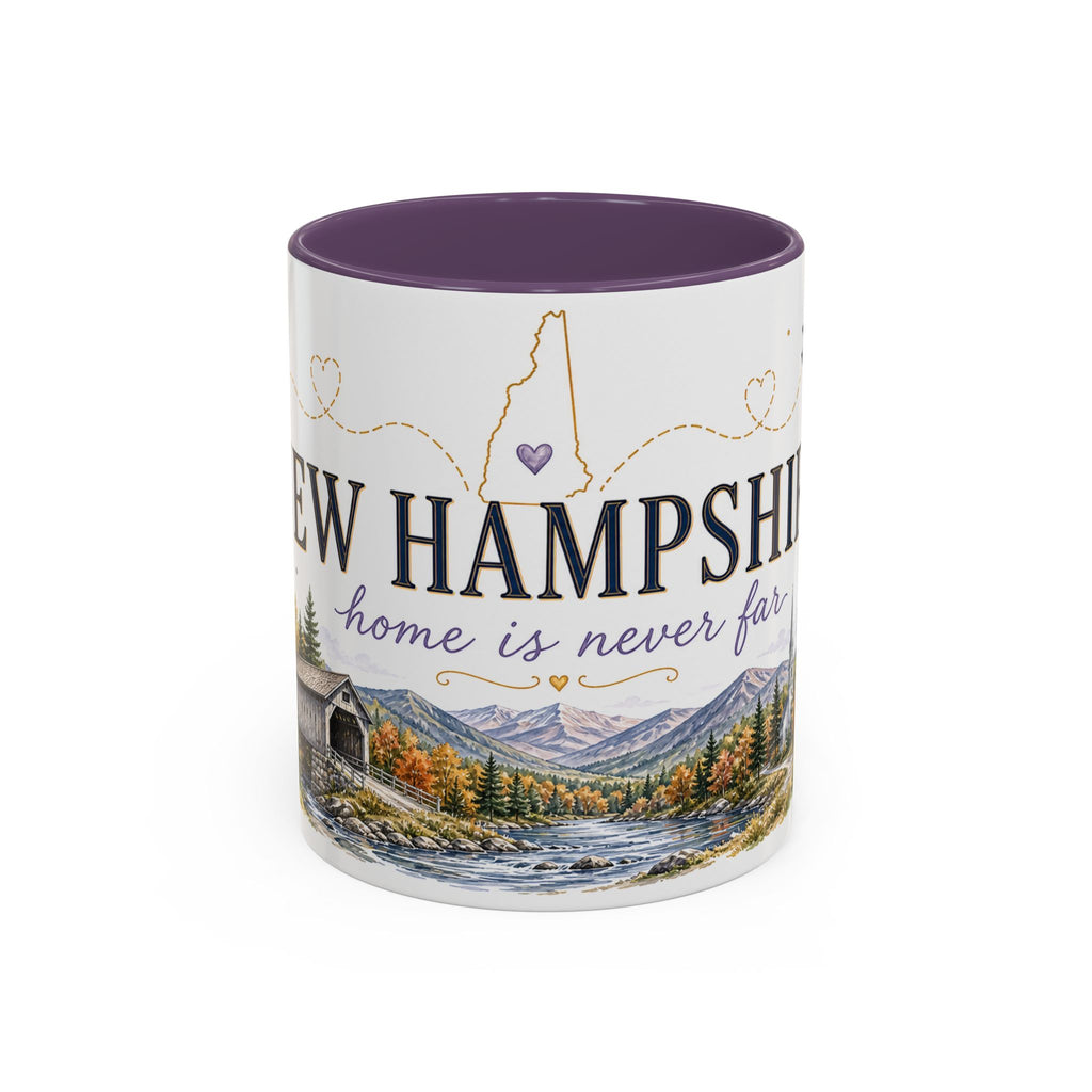 New Hampshire State Map Mug | Botanical Accents, Mountain Landscape Coffee Cup