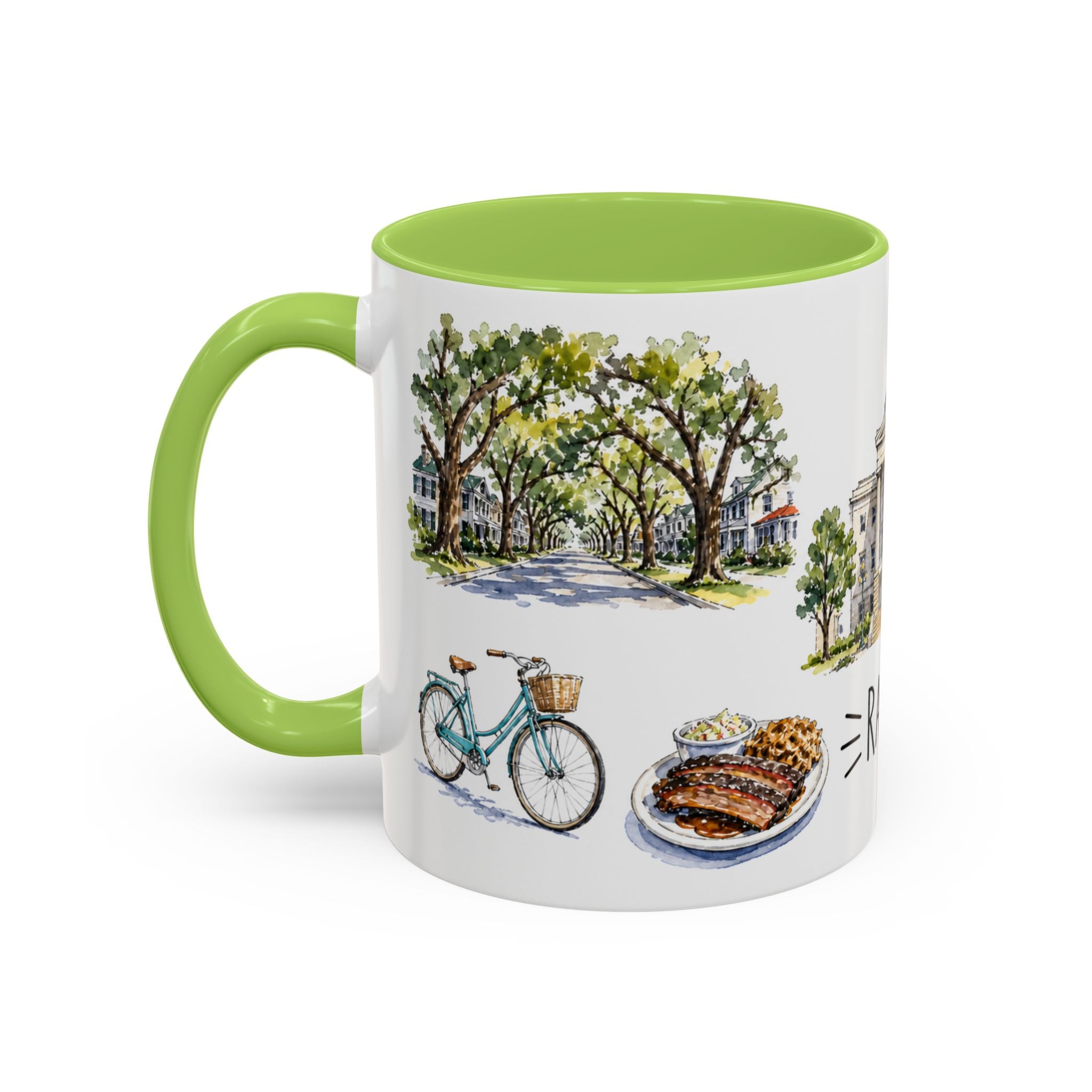 Raleigh Illustrated Travel Mug | City Souvenir Accent Coffee Mug | 11oz 15oz Ceramic Cup