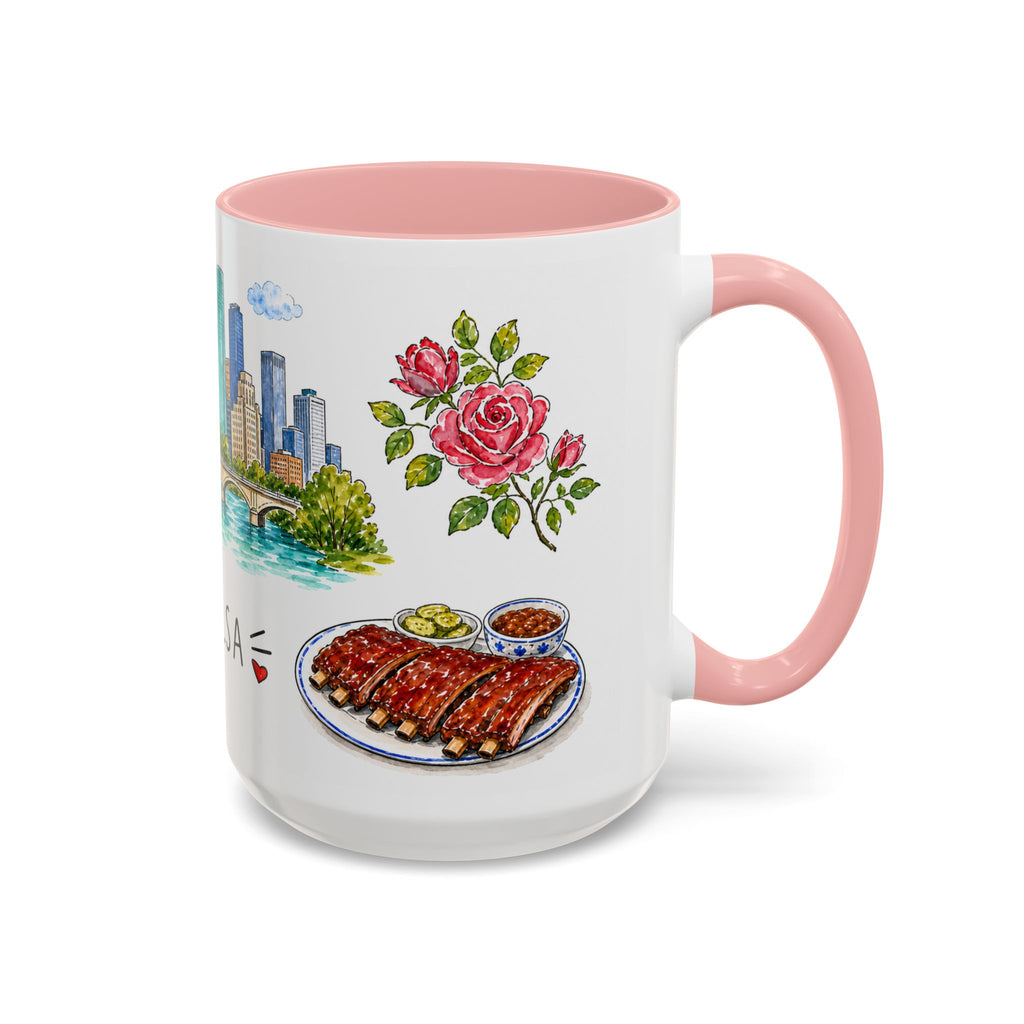 Tulsa Illustrated Travel Mug | City Souvenir Accent Coffee Mug | 11oz 15oz Ceramic Cup
