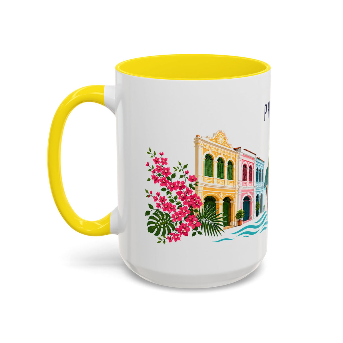 Phuket Coffee Mug | Thailand Travel Souvenir | Porcelain Decal City Gift | 11oz 15oz Accent Mug