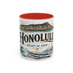 Honolulu Coffee Mug | United States Travel Souvenir | Vintage Illustrated City Gift | 11 oz 15 oz Accent Mug