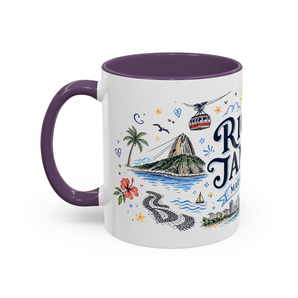 Rio de Janeiro Coffee Mug | Brazil Souvenir Travel Gift | Accent Color Ceramic 11oz 15oz