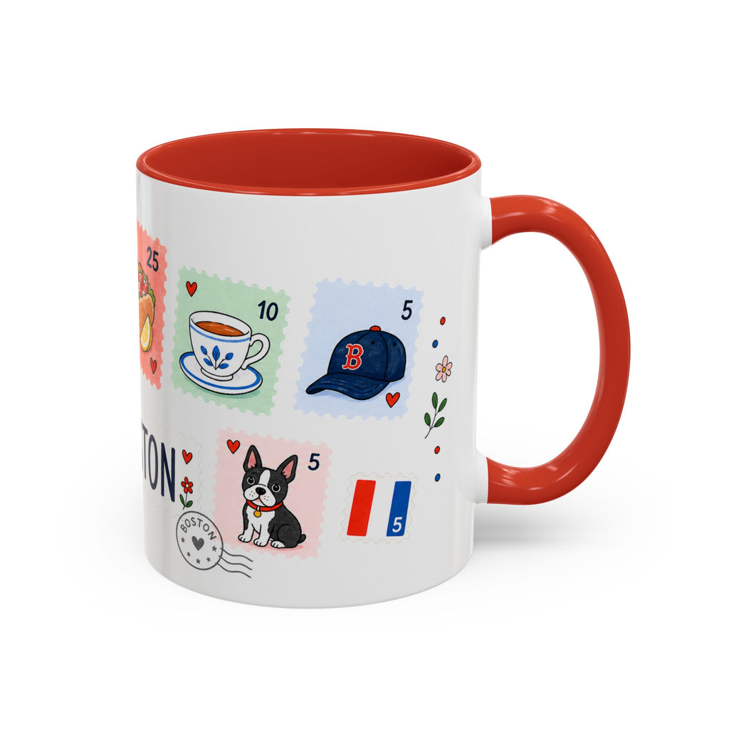 Boston Coffee Mug | Postage Stamp Collage Mug | Travel Souvenir Accent Cup 11oz 15oz