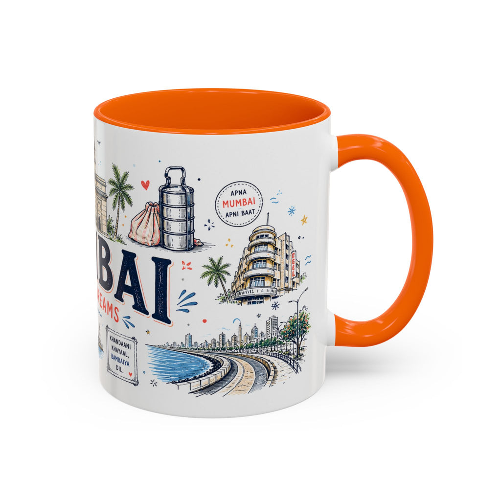 Mumbai Coffee Mug | India Souvenir Travel Gift | Accent Color Ceramic 11oz 15oz