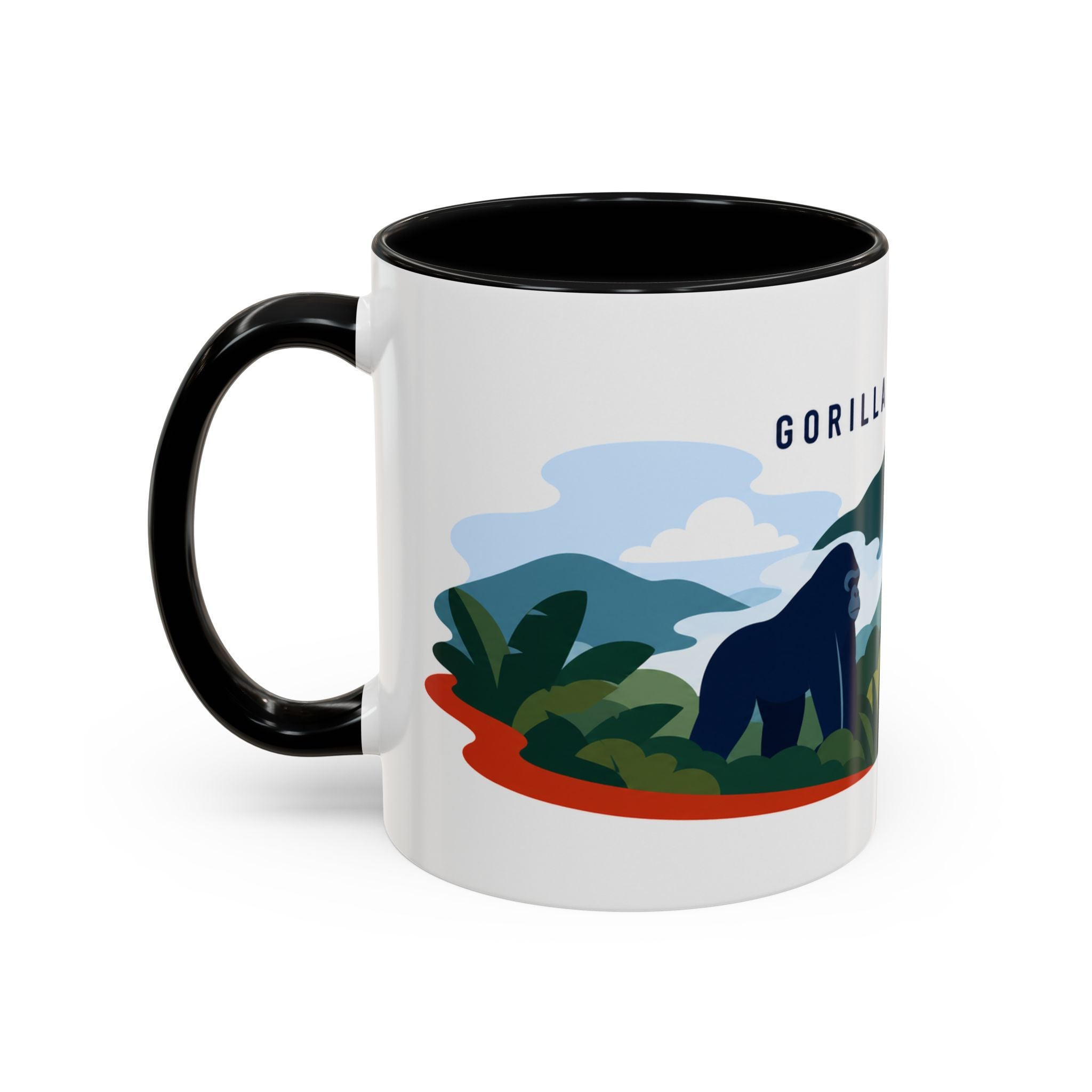 Gorilla Highlands Coffee Mug | Travel Destination Souvenir Gift | Accent Color Ceramic 11oz 15oz