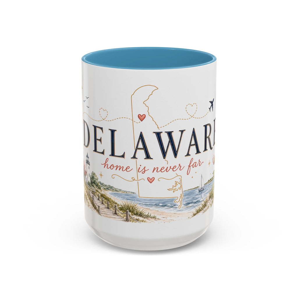 Delaware State Map Mug | Botanical Beach Accent Coffee Cup (11oz/15oz)