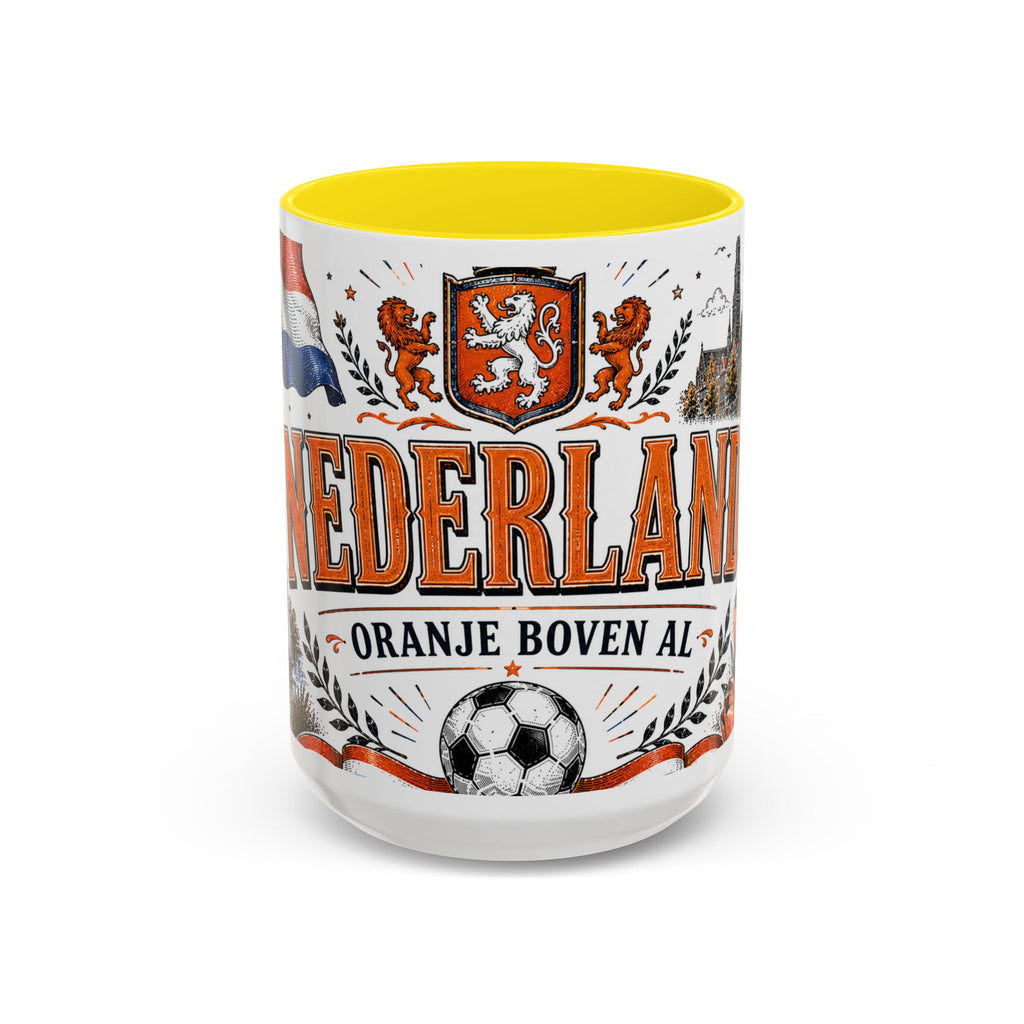 Netherlands Soccer Coffee Mug | World Cup Fan Gift | Accent Color Ceramic 11oz 15oz Match Day Cup