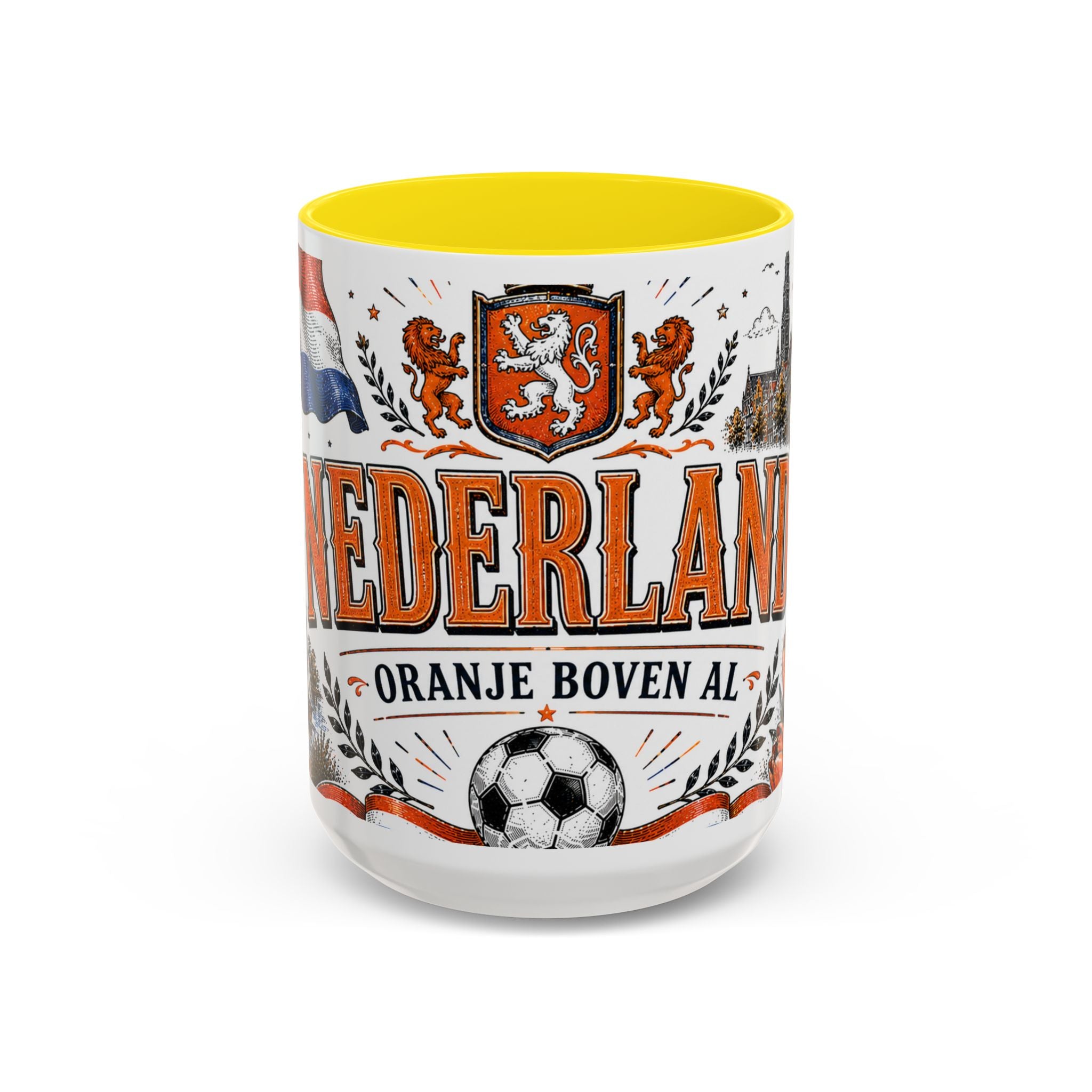 Netherlands Soccer Coffee Mug | World Cup Fan Gift | Accent Color Ceramic 11oz 15oz Match Day Cup