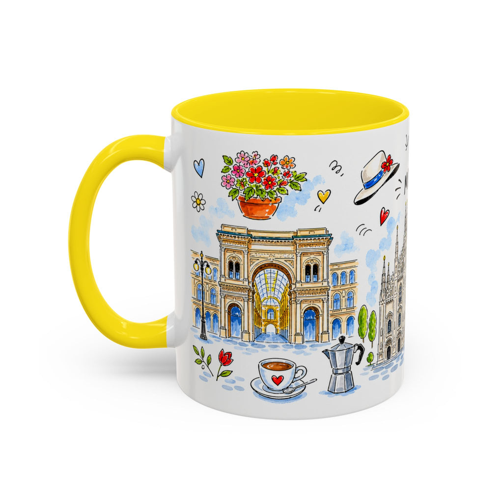 Milan Travel Mug | European City Souvenir Accent Coffee Mug | 11oz 15oz Ceramic Cup