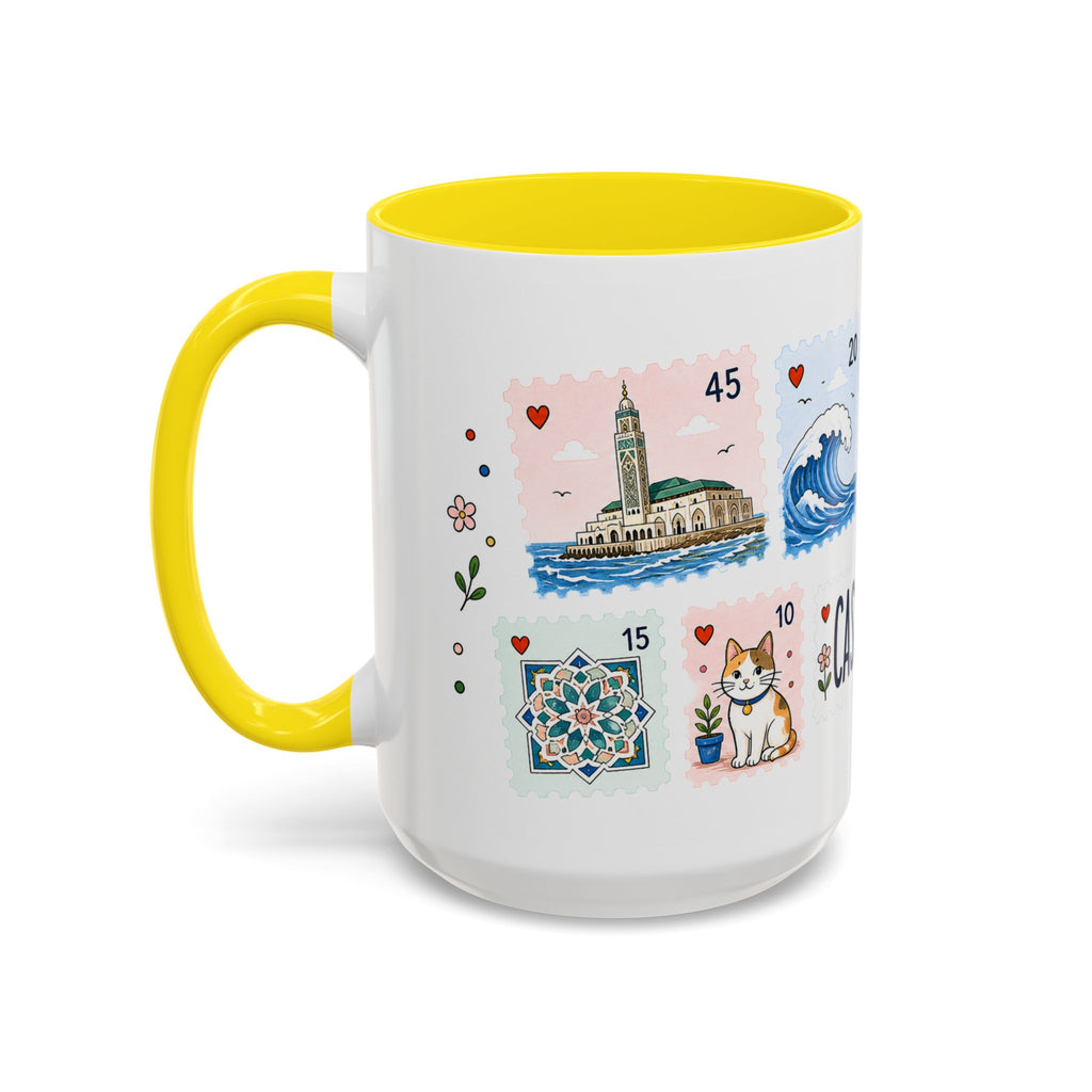 Casablanca Coffee Mug | Postage Stamp Collage Mug | Travel Souvenir Accent Cup 11oz 15oz