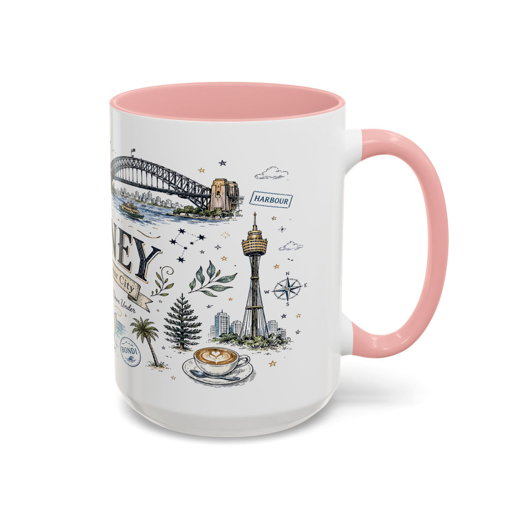 Sydney Coffee Mug | Australia Souvenir Travel Gift | Accent Color Ceramic 11oz 15oz