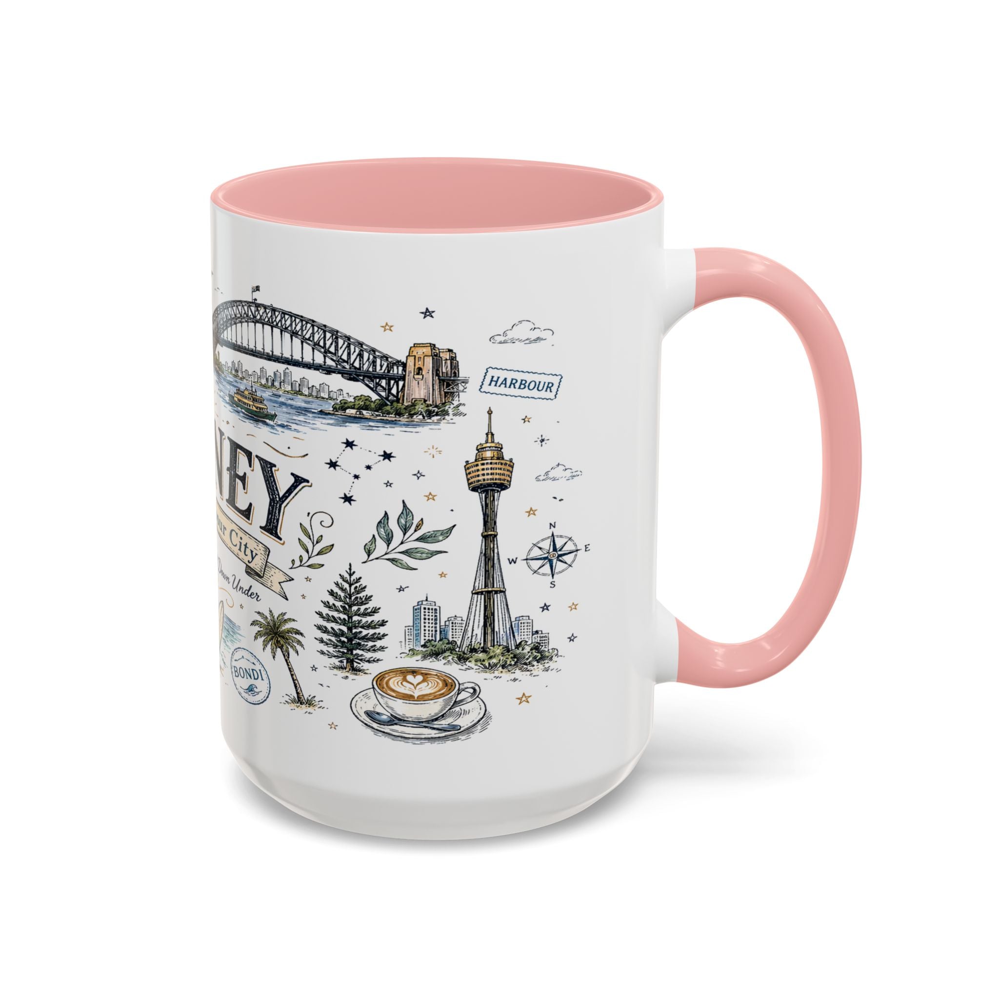 Sydney Coffee Mug | Australia Souvenir Travel Gift | Accent Color Ceramic 11oz 15oz