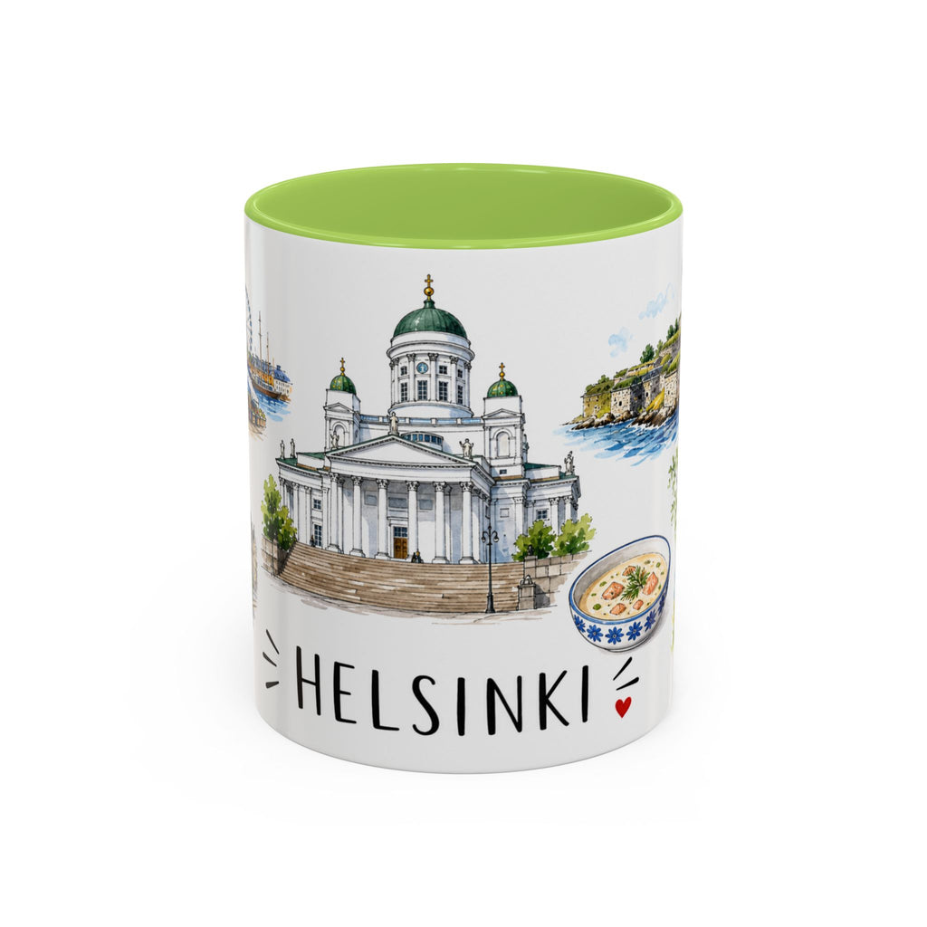 Helsinki Illustrated Travel Mug | City Souvenir Accent Coffee Mug | 11oz 15oz Ceramic Cup