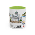 Helsinki Illustrated Travel Mug | City Souvenir Accent Coffee Mug | 11oz 15oz Ceramic Cup