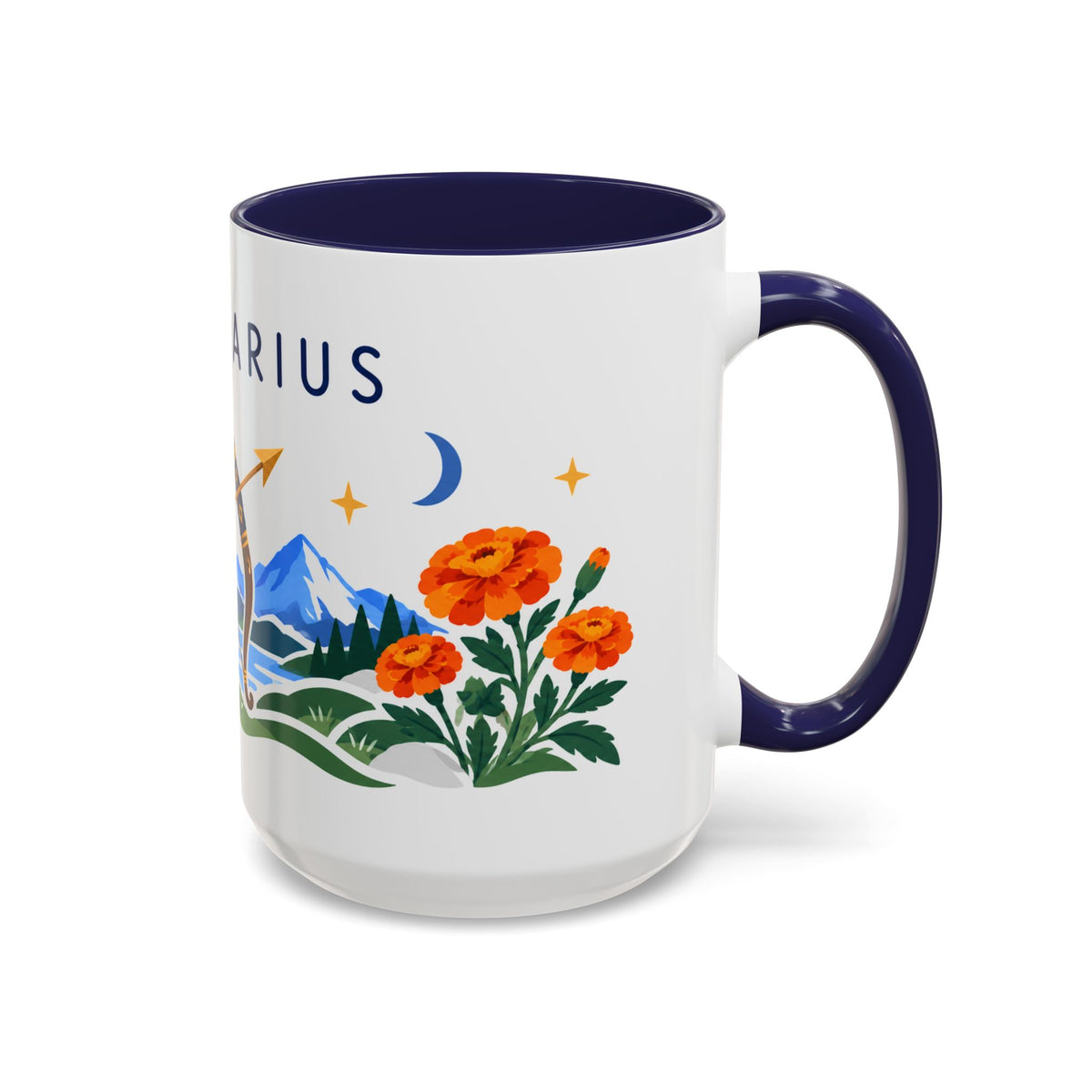 Sagittarius Zodiac Coffee Mug | Bow and Arrow Design | Astrology Birthday Gift | 11 oz 15 oz Ceramic Accent Mug