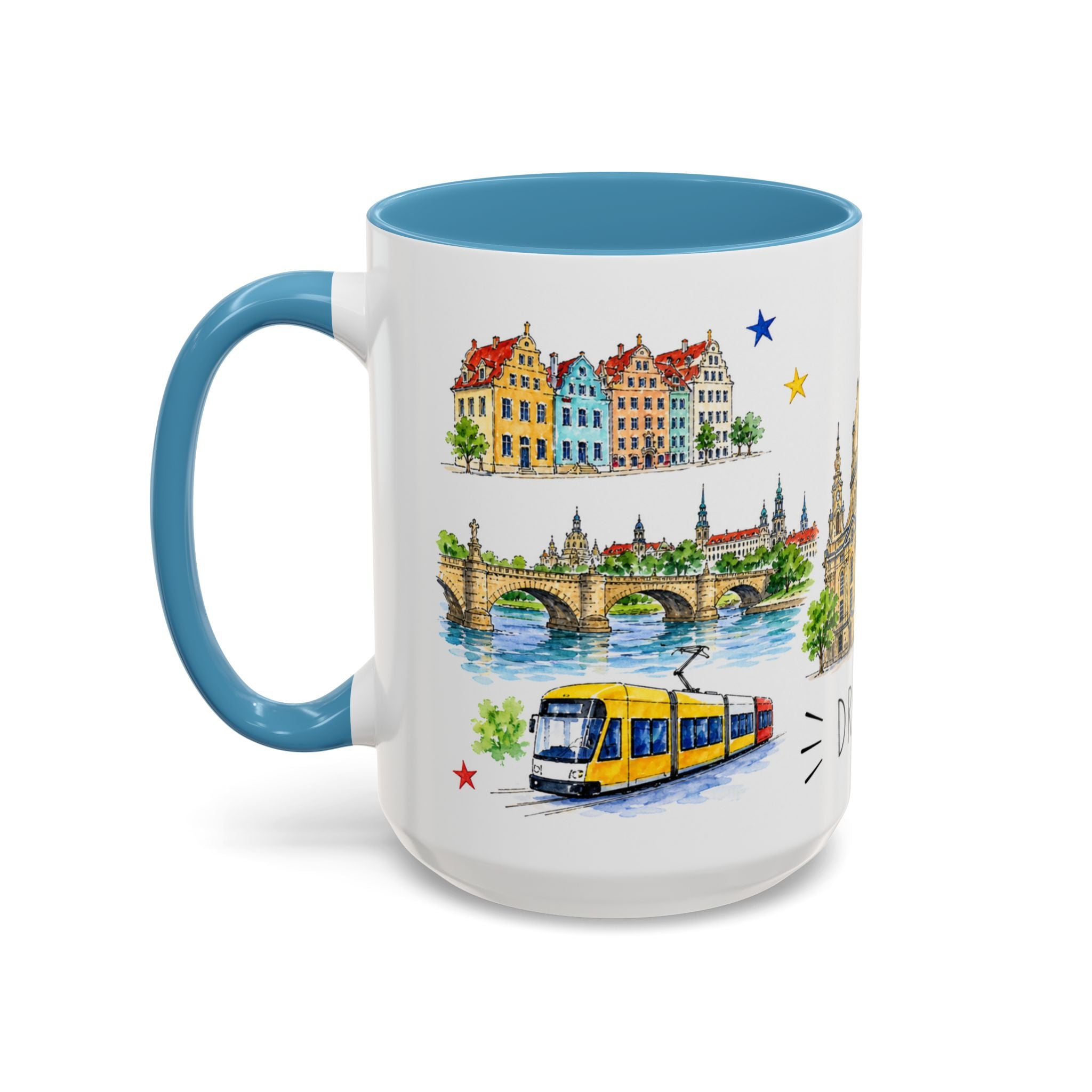 Dresden Illustrated Travel Mug | City Souvenir Accent Coffee Mug | 11oz 15oz Ceramic Cup