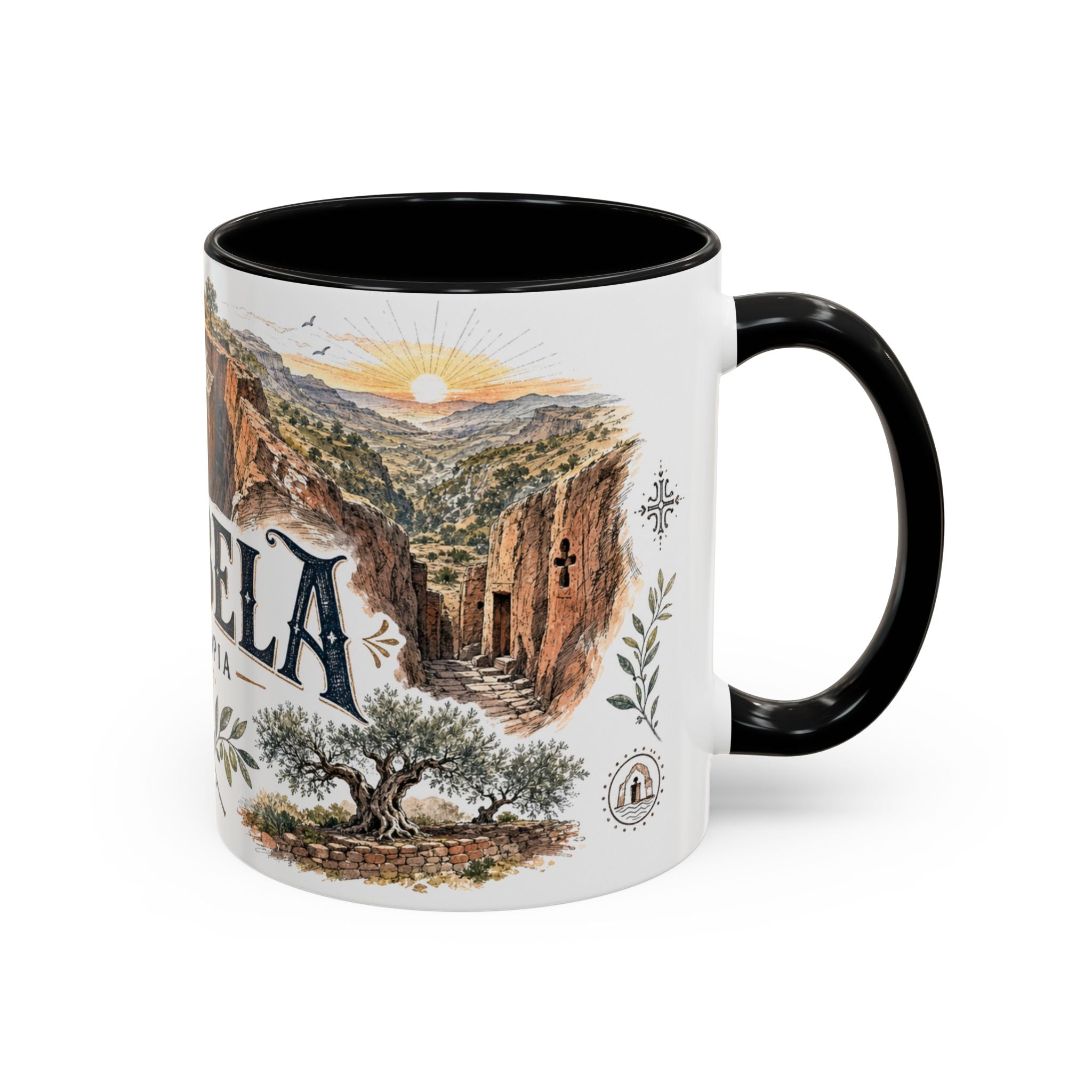 Lalibela Mug, Ethiopia Travel Souvenir, Bucket List Gift, Accent Ceramic Coffee Mug 11oz 15oz