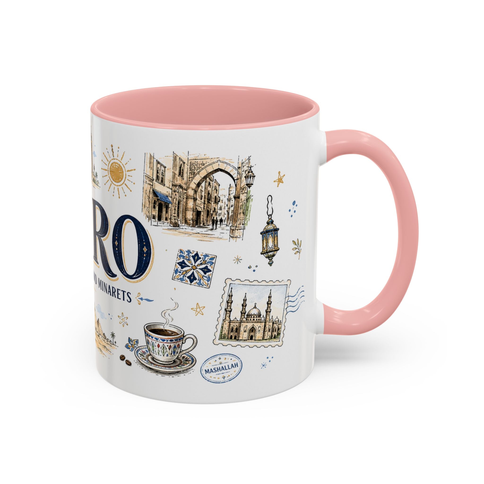 Cairo Coffee Mug | Egypt Souvenir Travel Gift | Accent Color Ceramic 11oz 15oz
