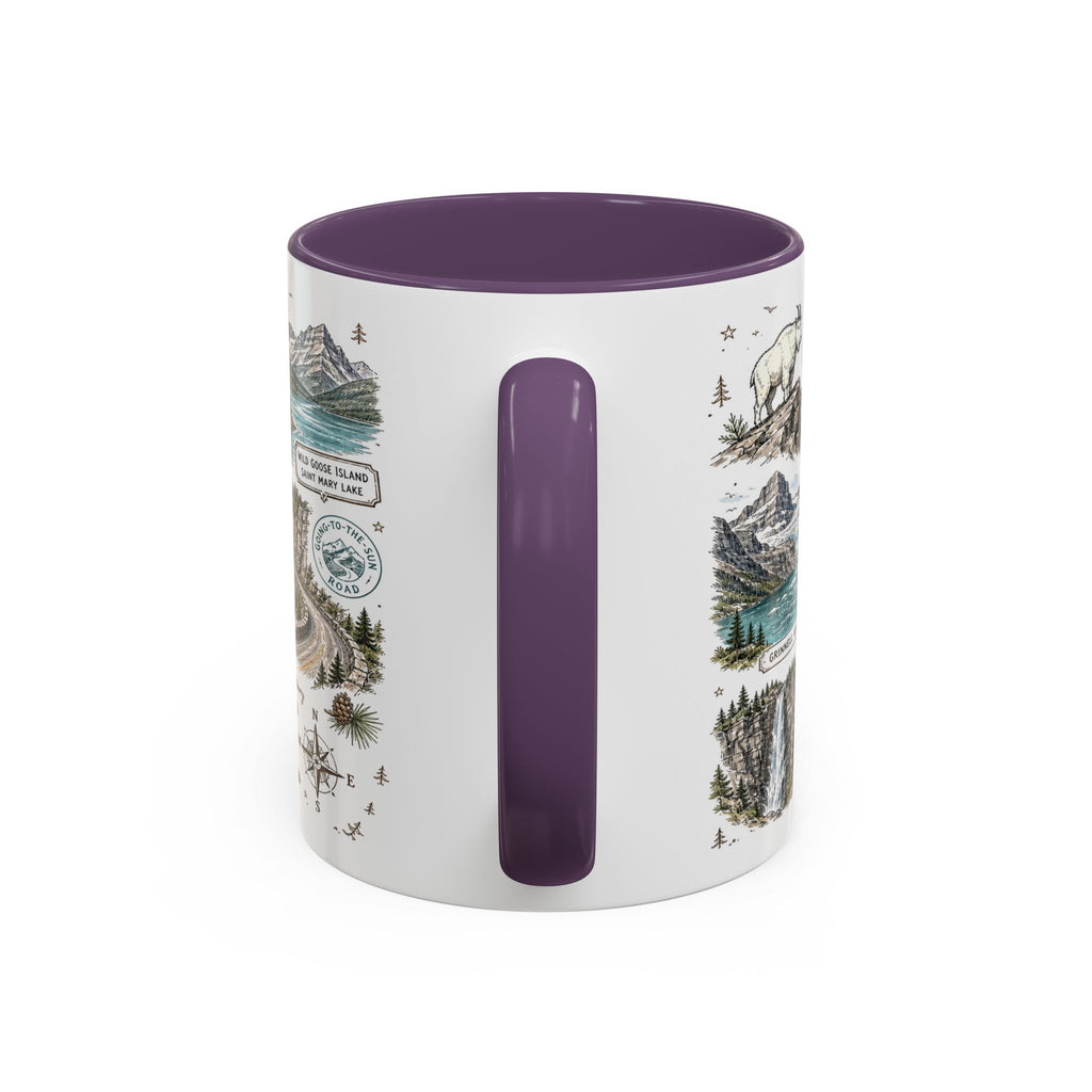 Glacier Coffee Mug | National Park Hiking Montana Gift | Accent Color Ceramic 11oz 15oz