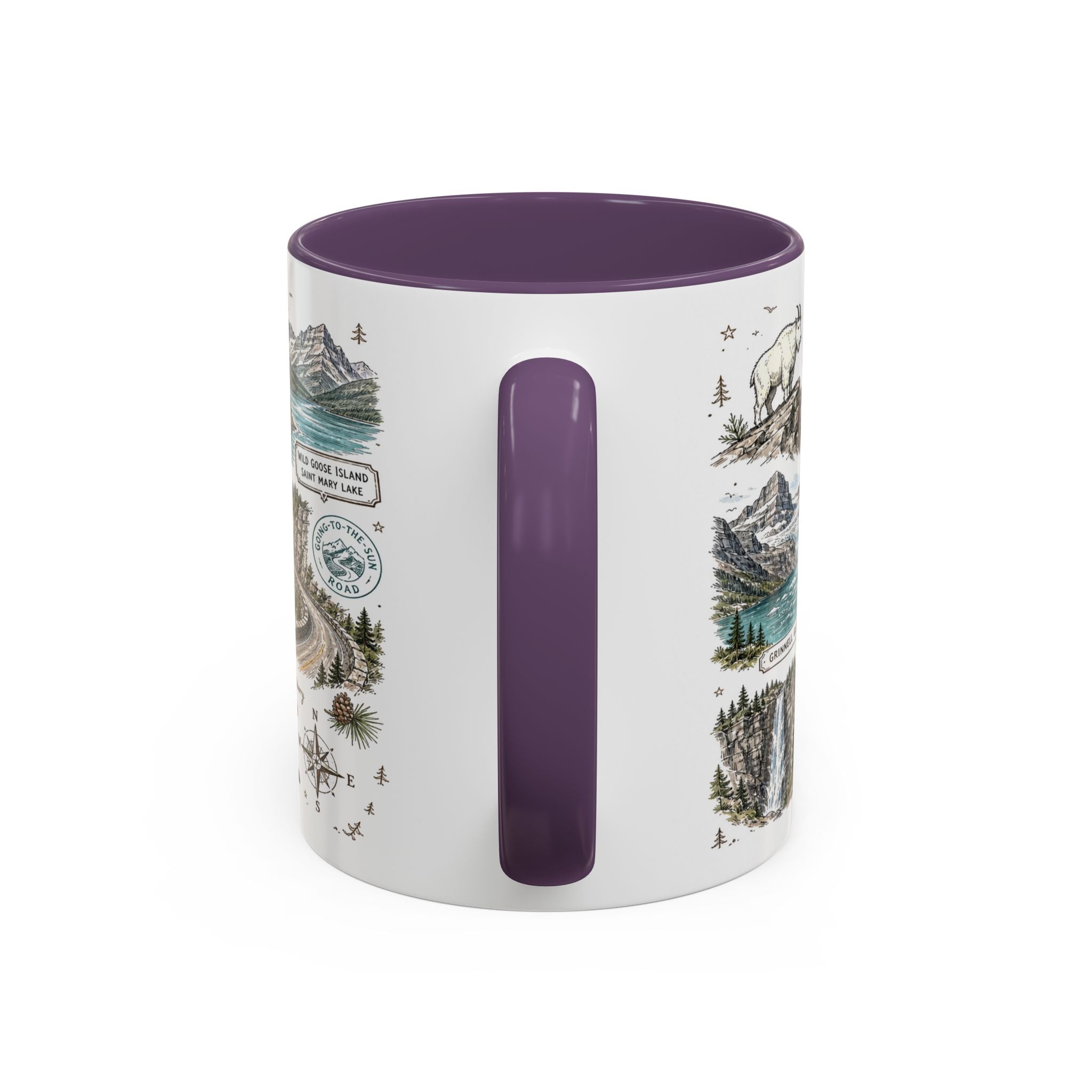 Glacier Coffee Mug | National Park Hiking Montana Gift | Accent Color Ceramic 11oz 15oz