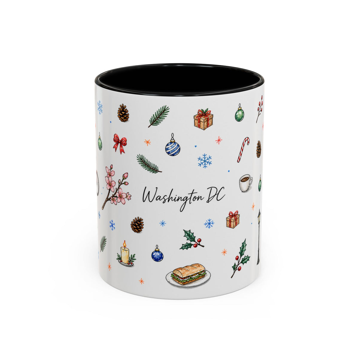 Washington DC Christmas Mug | Watercolor City Souvenir | Ceramic Coffee Cup 11oz 15oz