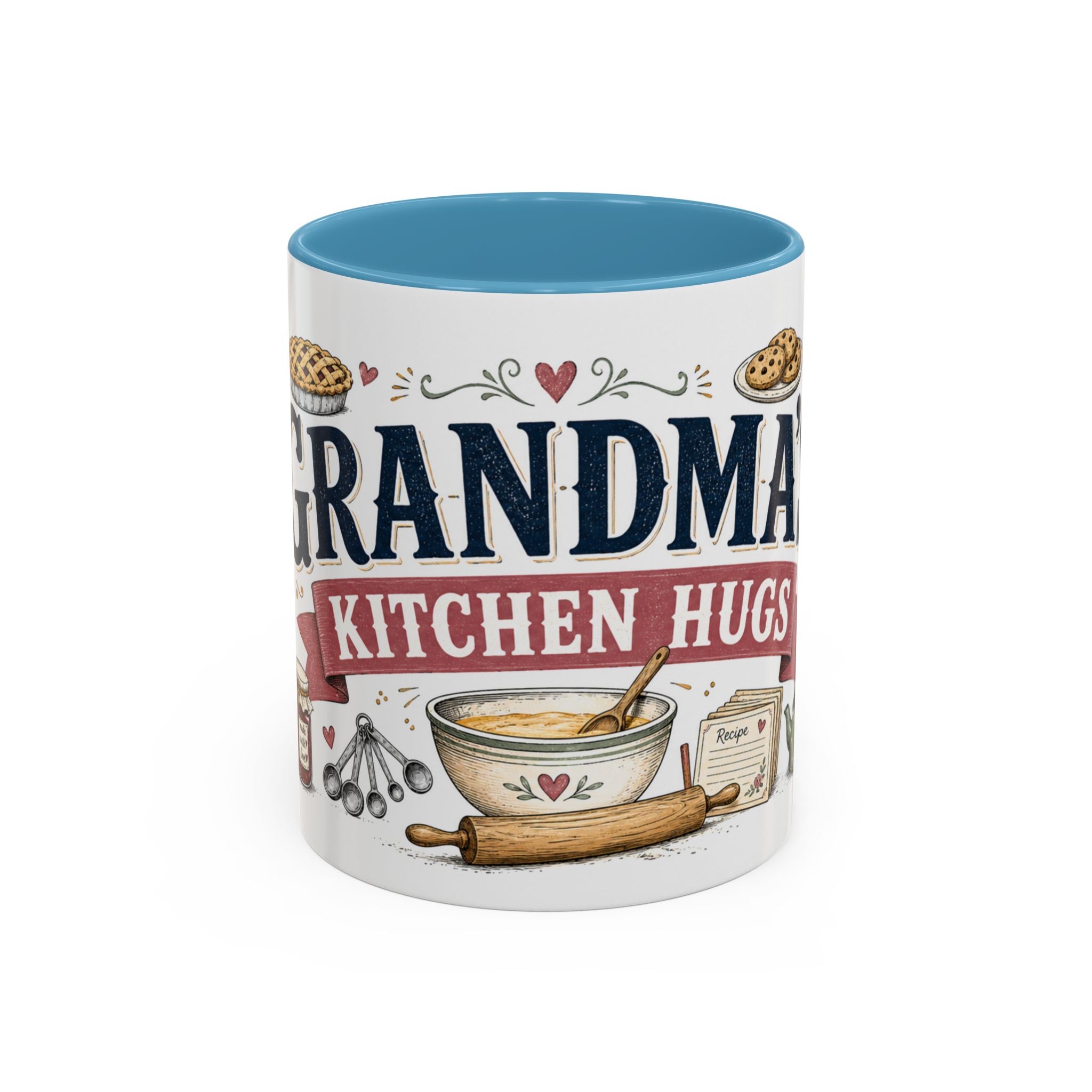 Grandma's Kitchen Hugs Coffee Mug | Gift From Grandkids | Accent Color Ceramic 11oz 15oz