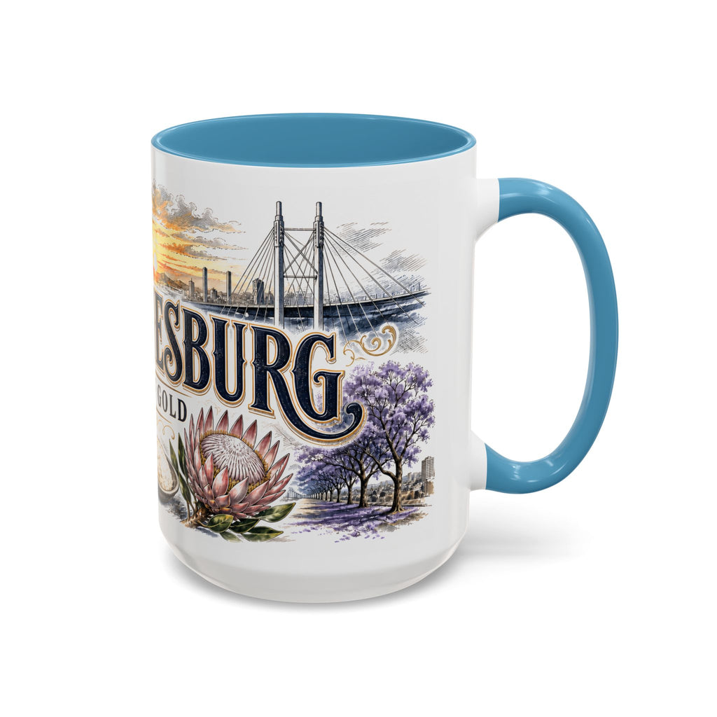 Johannesburg Coffee Mug | South Africa Travel Souvenir | Vintage Illustrated City Gift | 11 oz 15 oz Accent Mug