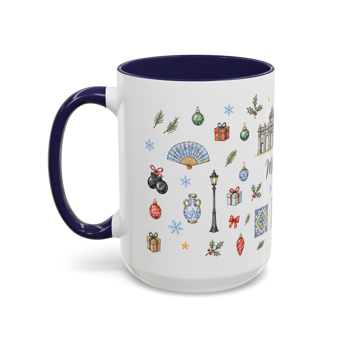 Madrid Christmas Mug | Watercolor City Souvenir, Travel Memories, Ceramic Coffee Cup